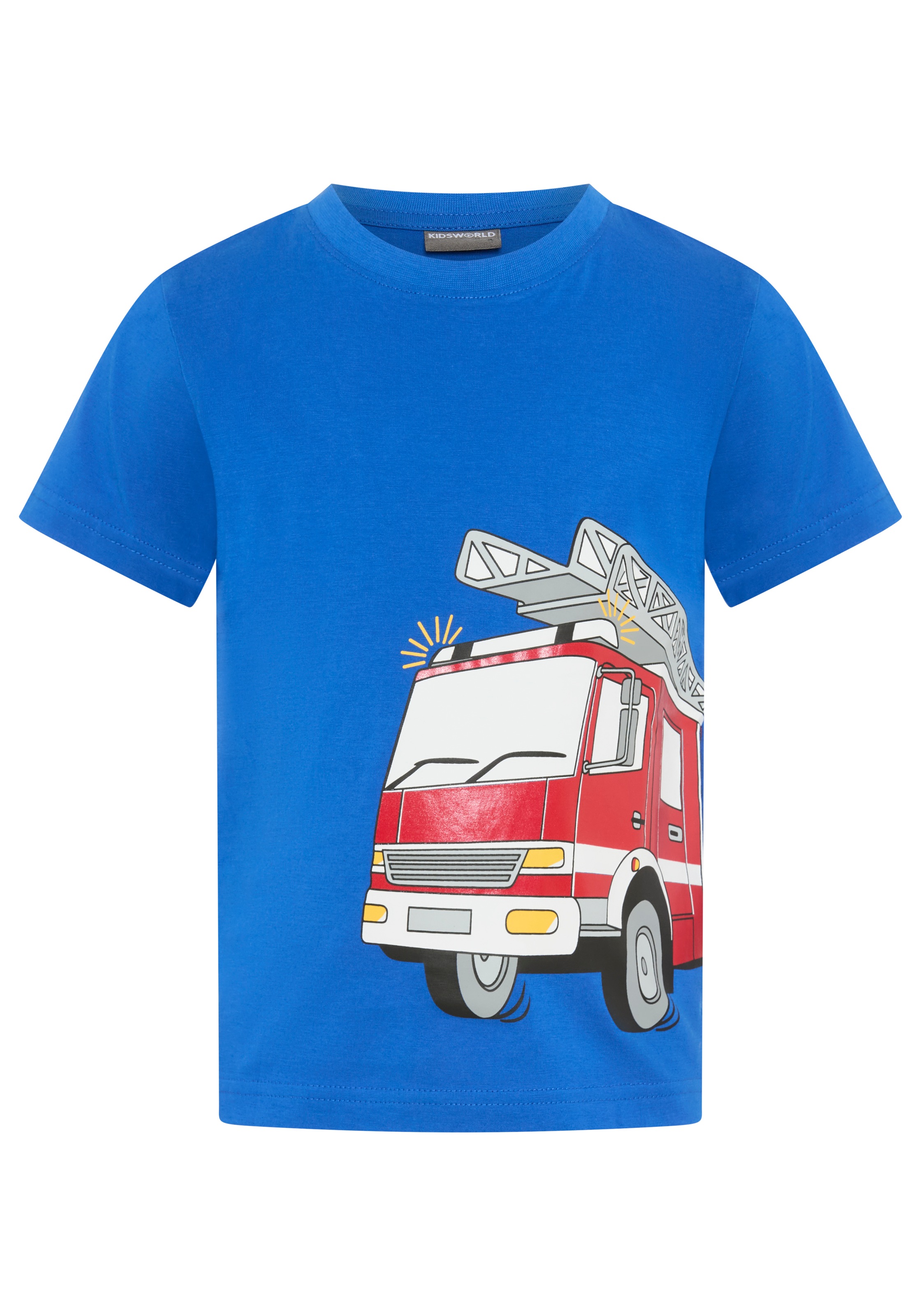 KIDSWORLD T-shirt »Cooles Shirt mit Feuerwehr Folienprint« pour garçons, manches courtes, avec impression pailletée, coupe basique
