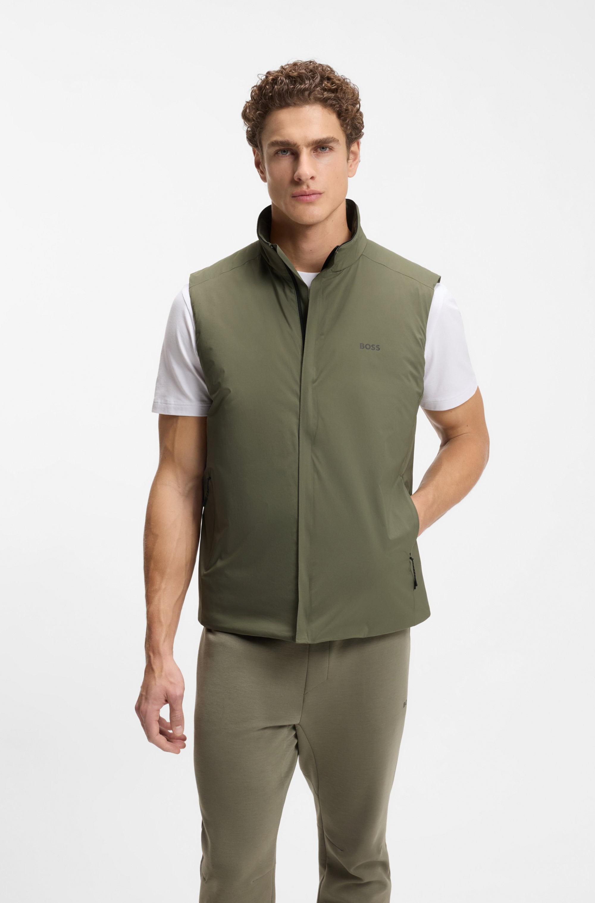 BOSS GREEN Gilet fonctionnel Regular Fit, 4-Wege-Stretch-Qualität, Highloft-Stretch-Wattierung