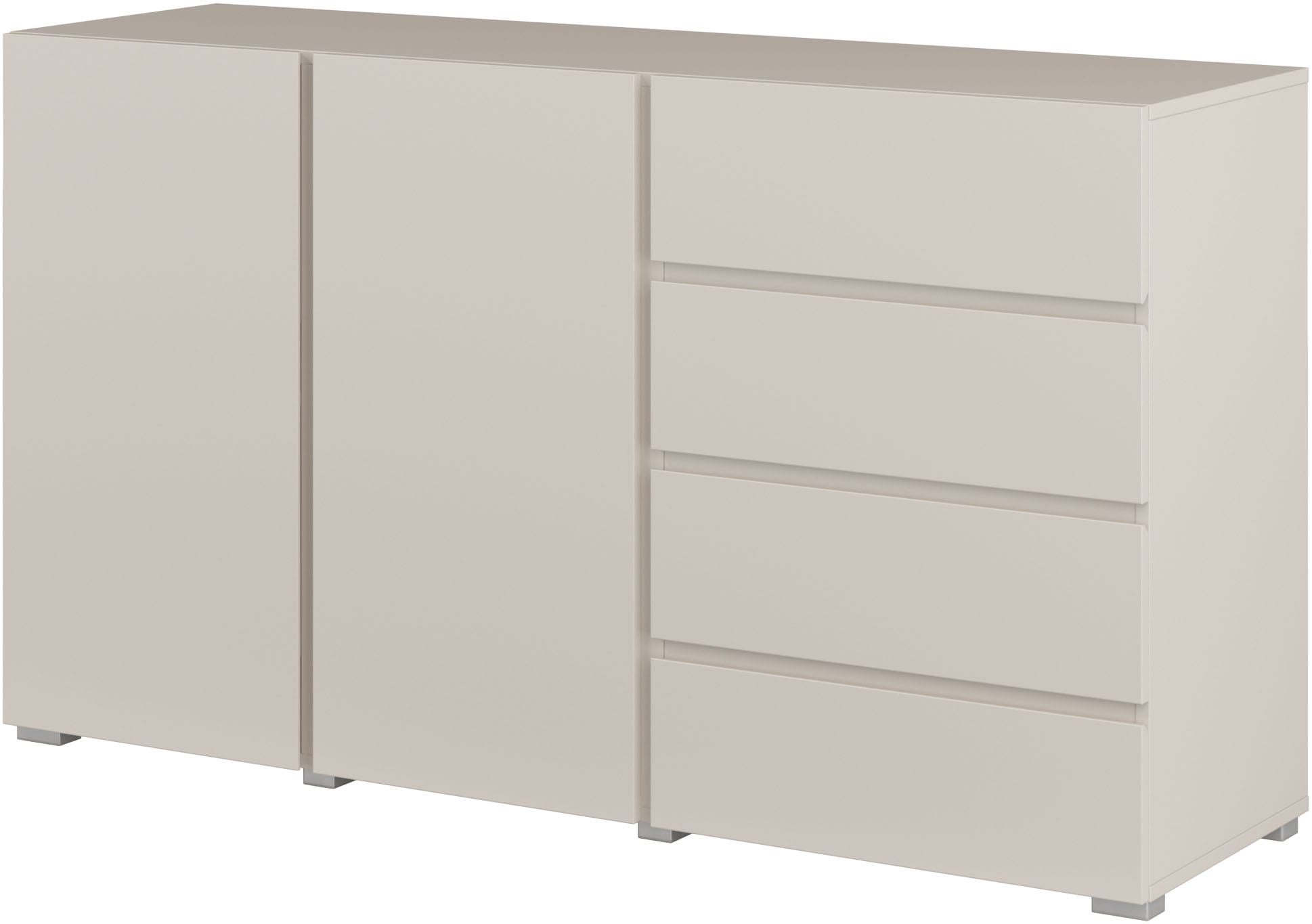 GOODproduct Sideboard »Metric,Breite 138 cm, grifflose Kommode 2 Türen/4 Schubkästen« Schubladenschrank mit viel Stauraum, Einlegeböden verstellbar