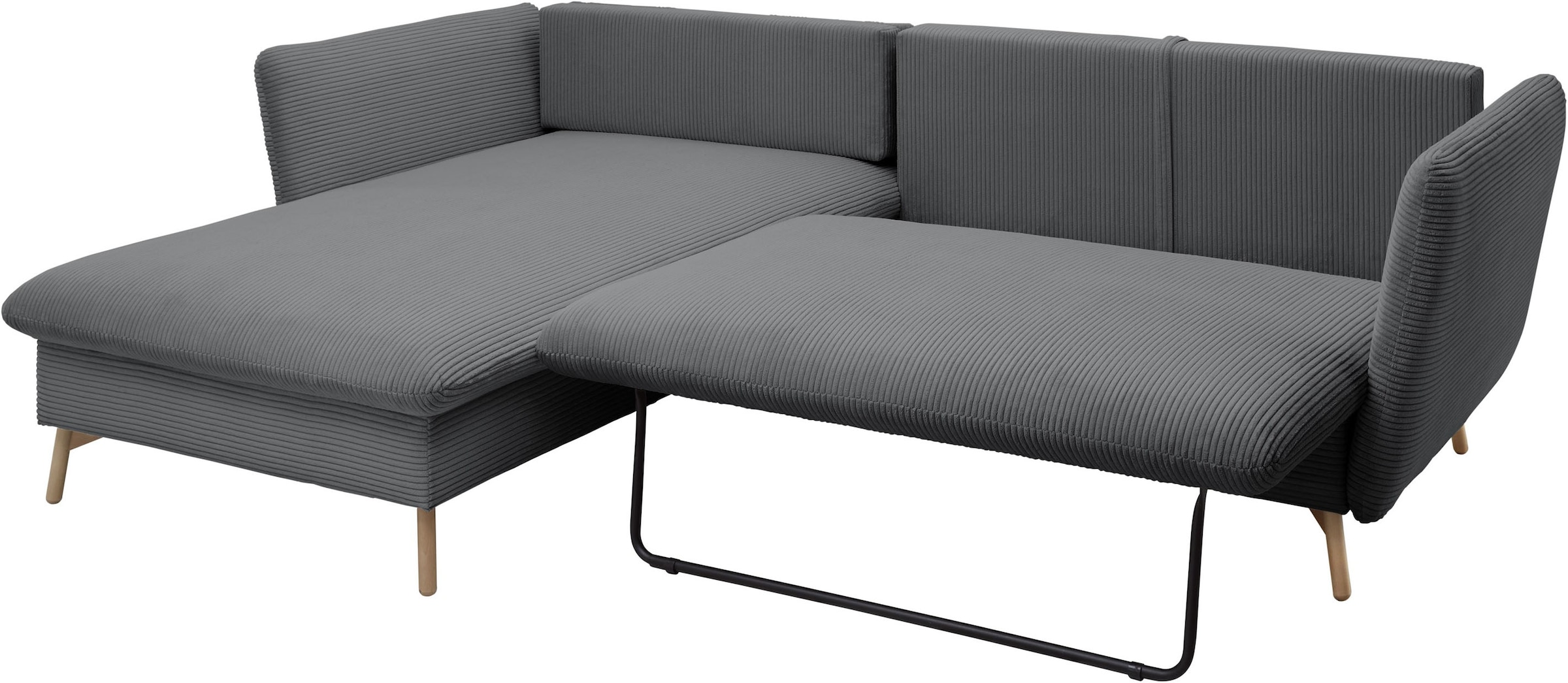 GOODproduct Canapé d'angle »MERLE, 258 cm, L-Form, traumhafter Cord,« avec fonction lit et coffre, surface couchage 224 x 139