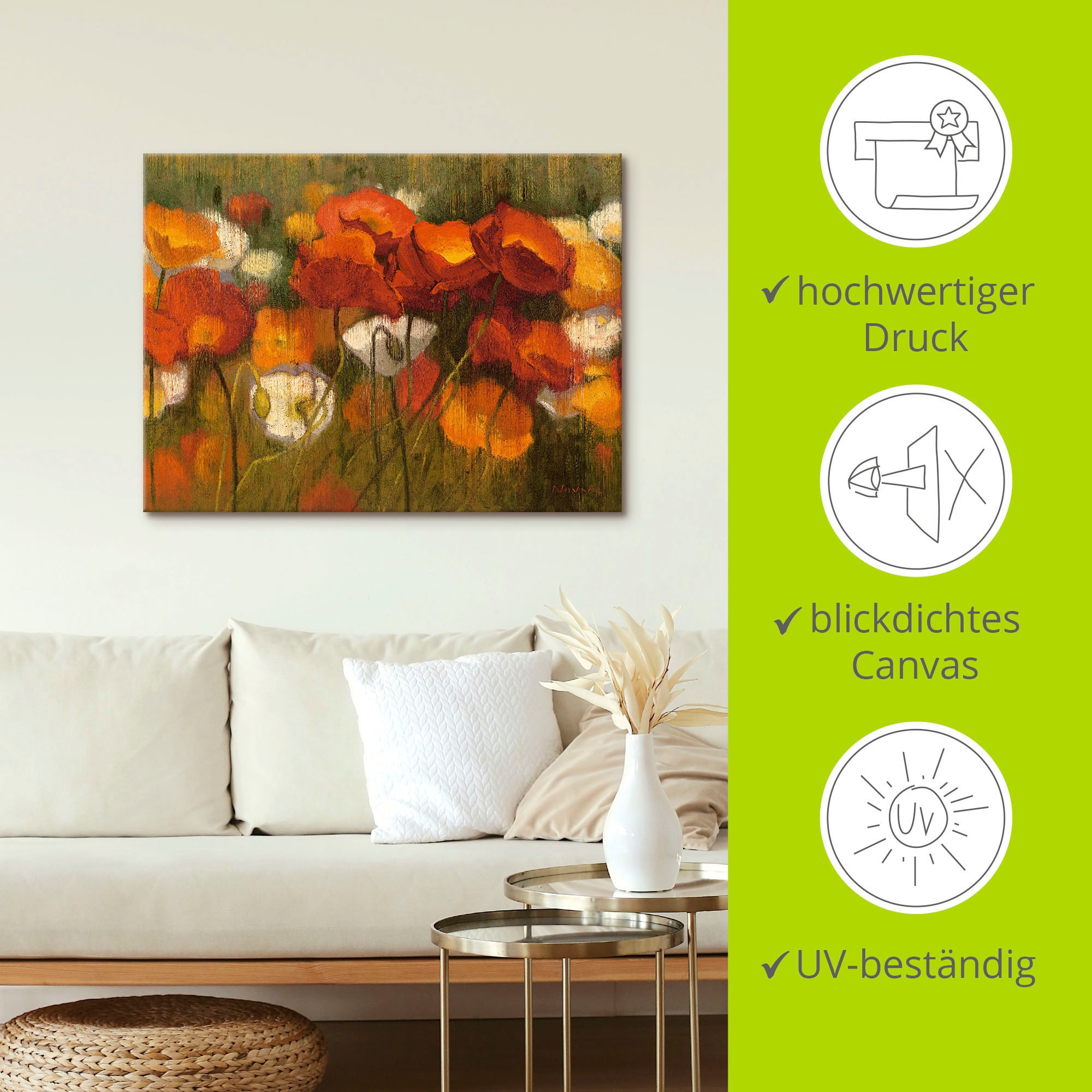 Artland Tableau sur toile »Das starke Rot II« 1 cuis tlg. auf Holzrahmen gespannt