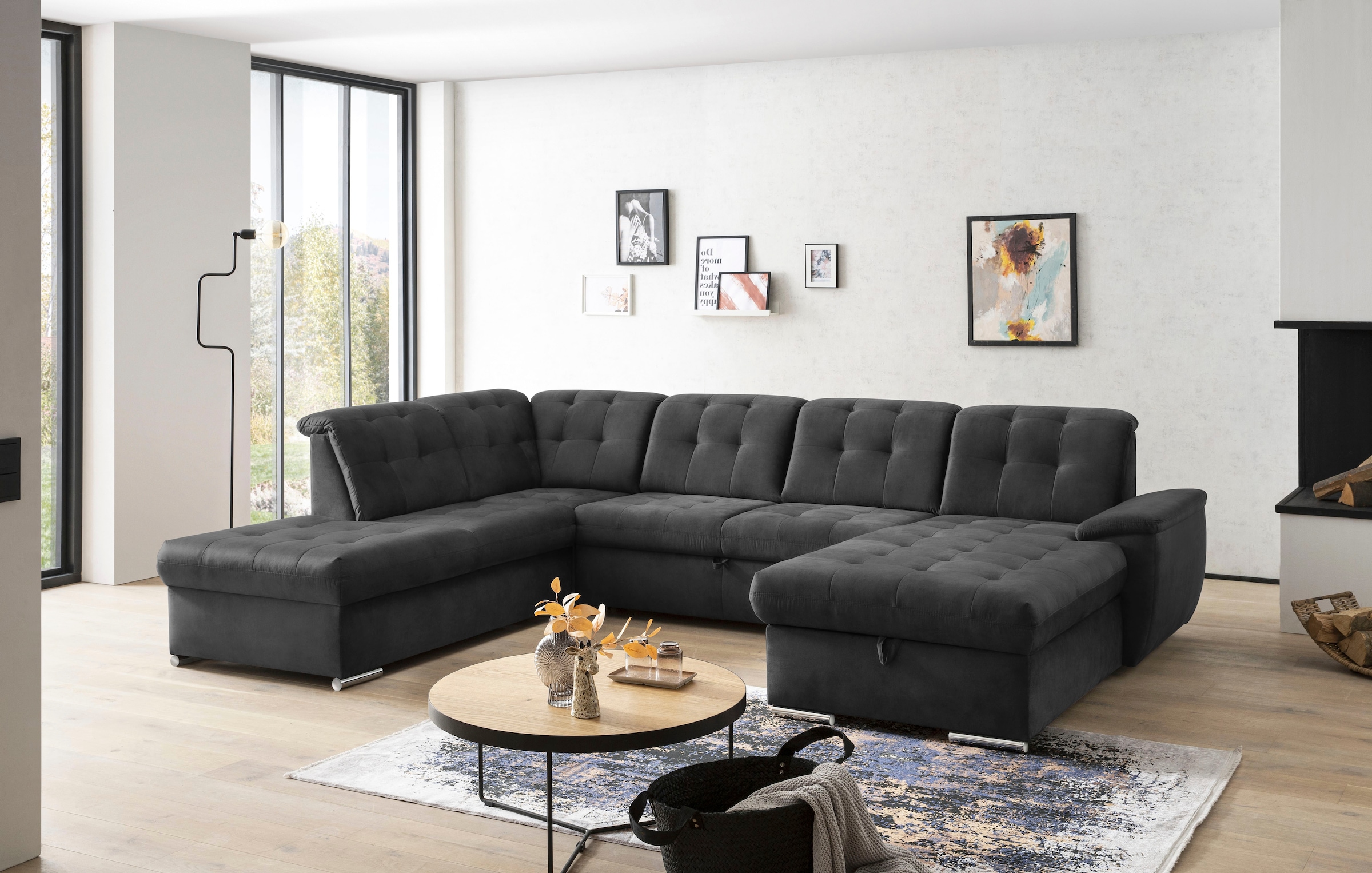 exxpo - sofa fashion Paysage de salon »Durango, aufwendige Sitz- und Rückenverarbeitung, bequem, U-Form« incl. réglage tête de lit, option fonction lit et coffre