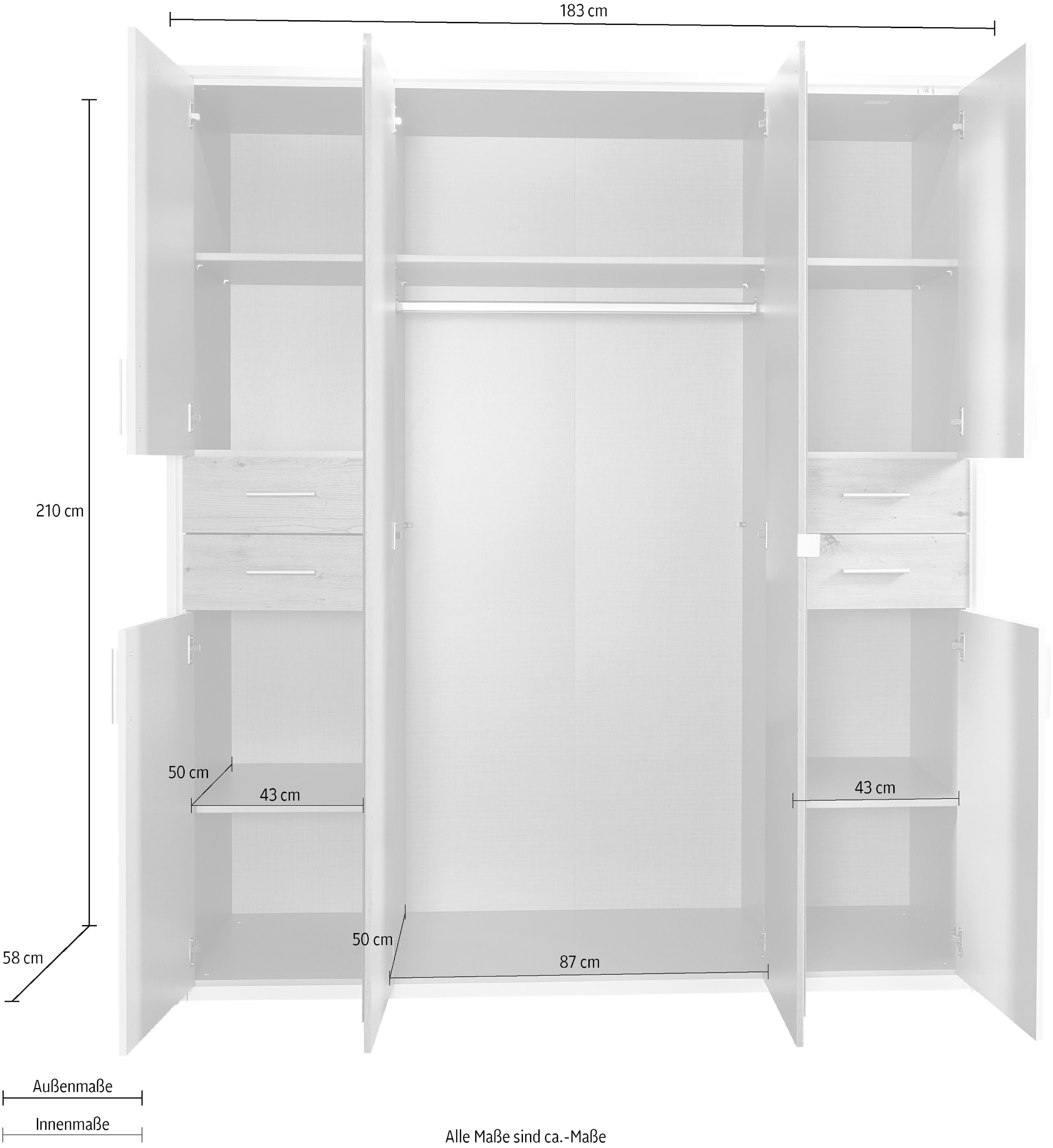 Wimex Drehtürenschrank »Vegas« inklusive Passepartout-Rahmen, mit Spiegeltüren und Schubladen