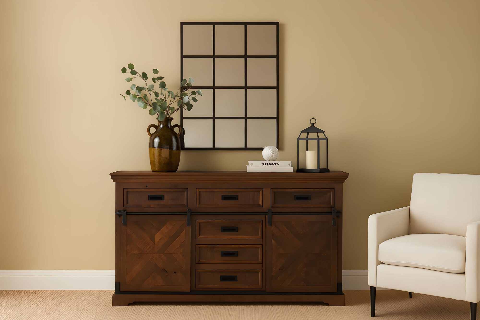 Home affaire Sideboard »Don Barn« mit 2 Schiebetüren, handgefertigt, Unika-Möbel, Breite 160 cm