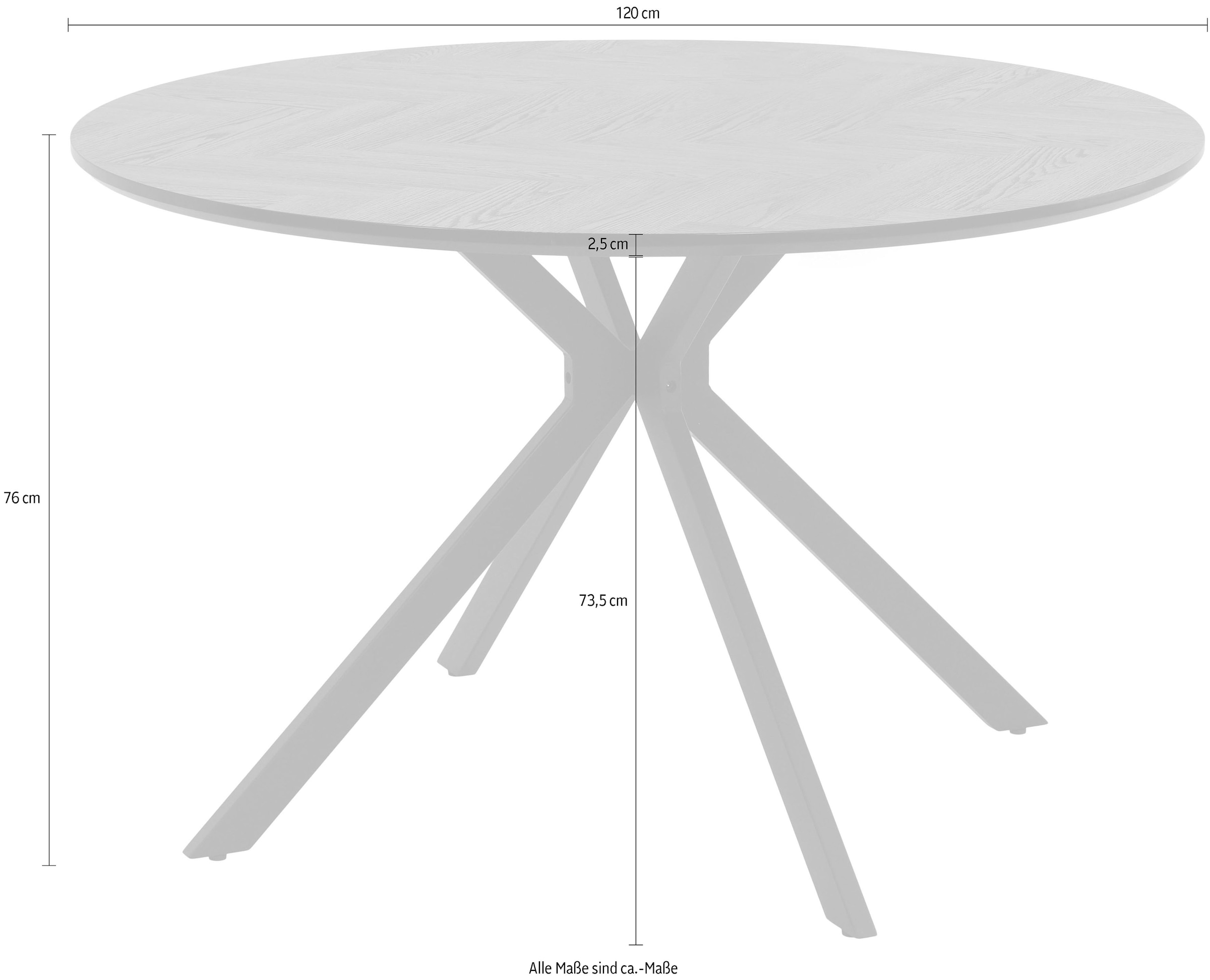 HELA Table de salle à manger »PETRA« 1 cuis tlg. rund, Schweizer Kante, MDF, Fischgrät Nachbildung