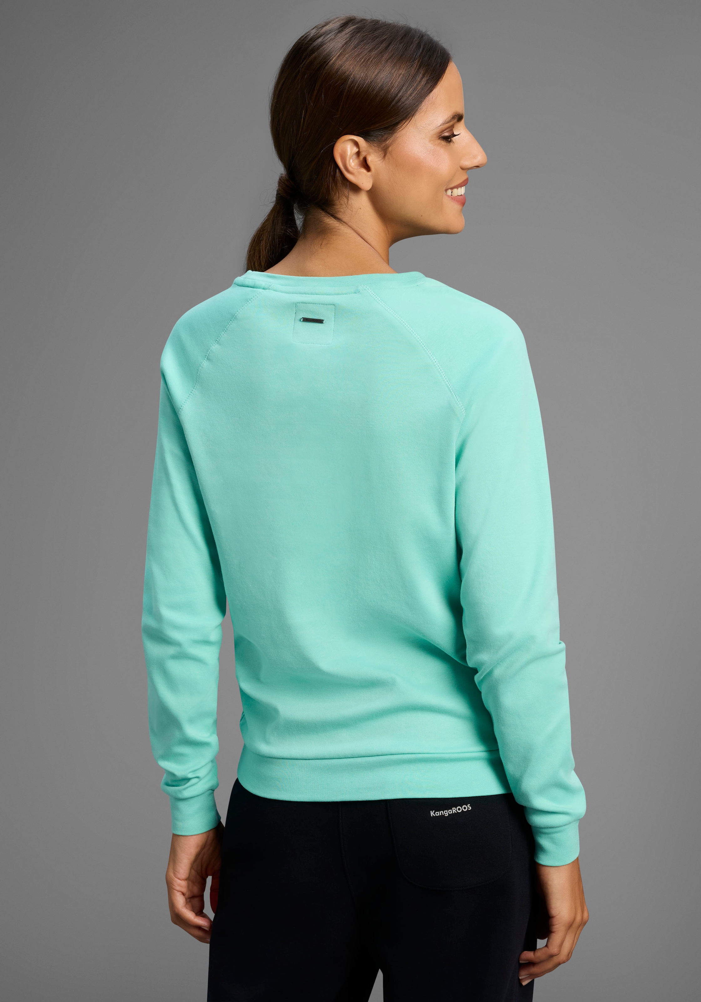 KangaROOS Sweatshirt Langarm,  figurumspielender Schnitt,  mit Print,  Rundhalsausschnitt
