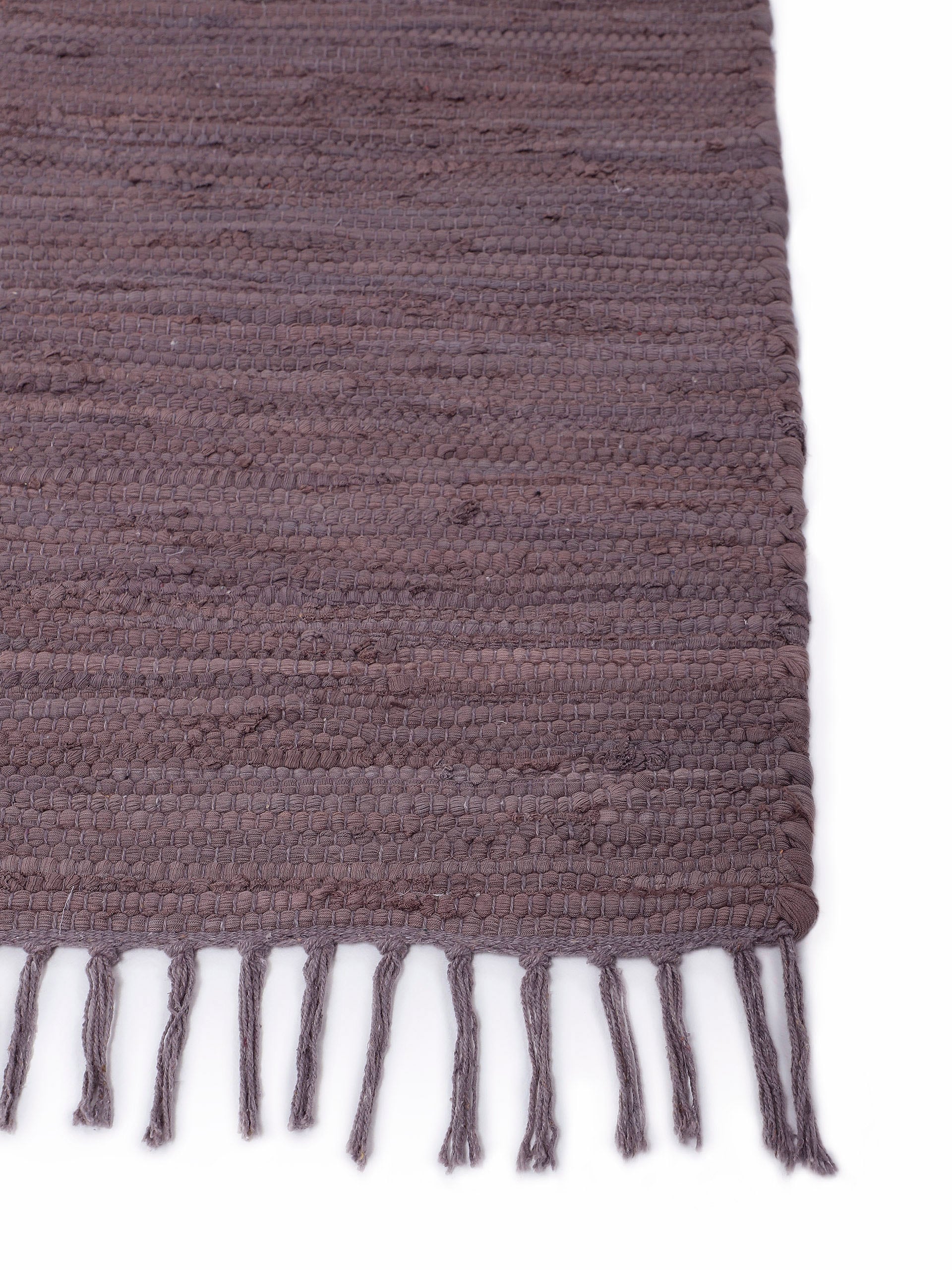 GOODproduct Chemin de table »Handweb Uni , Wendetepich« Rectangulaire 5 mm Höhe Fleckerlteppich, reine Baumwolle, handgewebt, Uni, mit Fransen