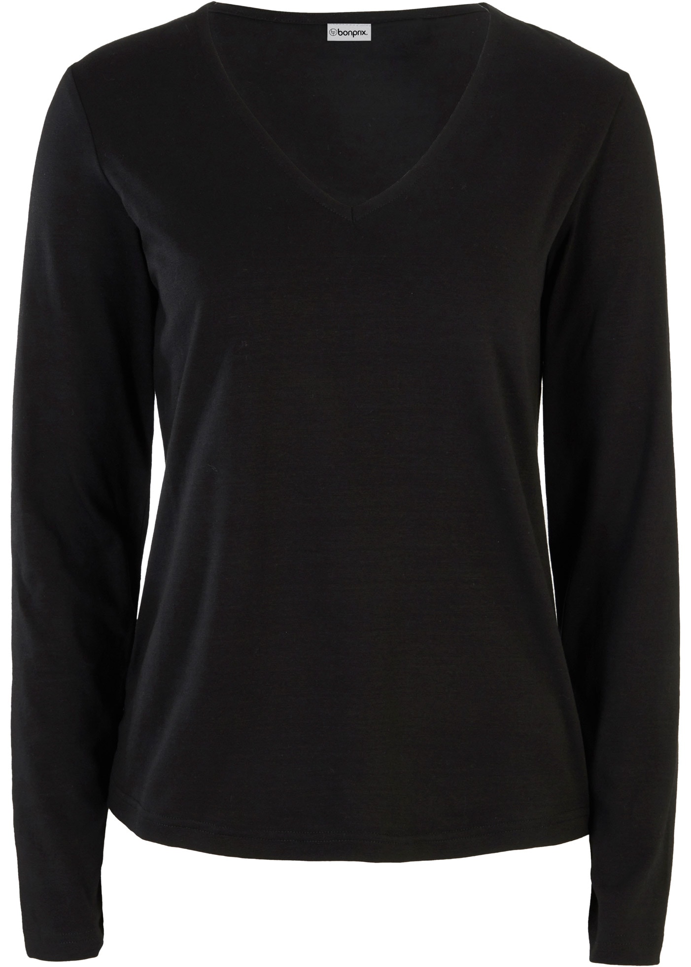 bonprix T-shirt à manches longues schmal geschnittene Passform, V-Ausschnitt