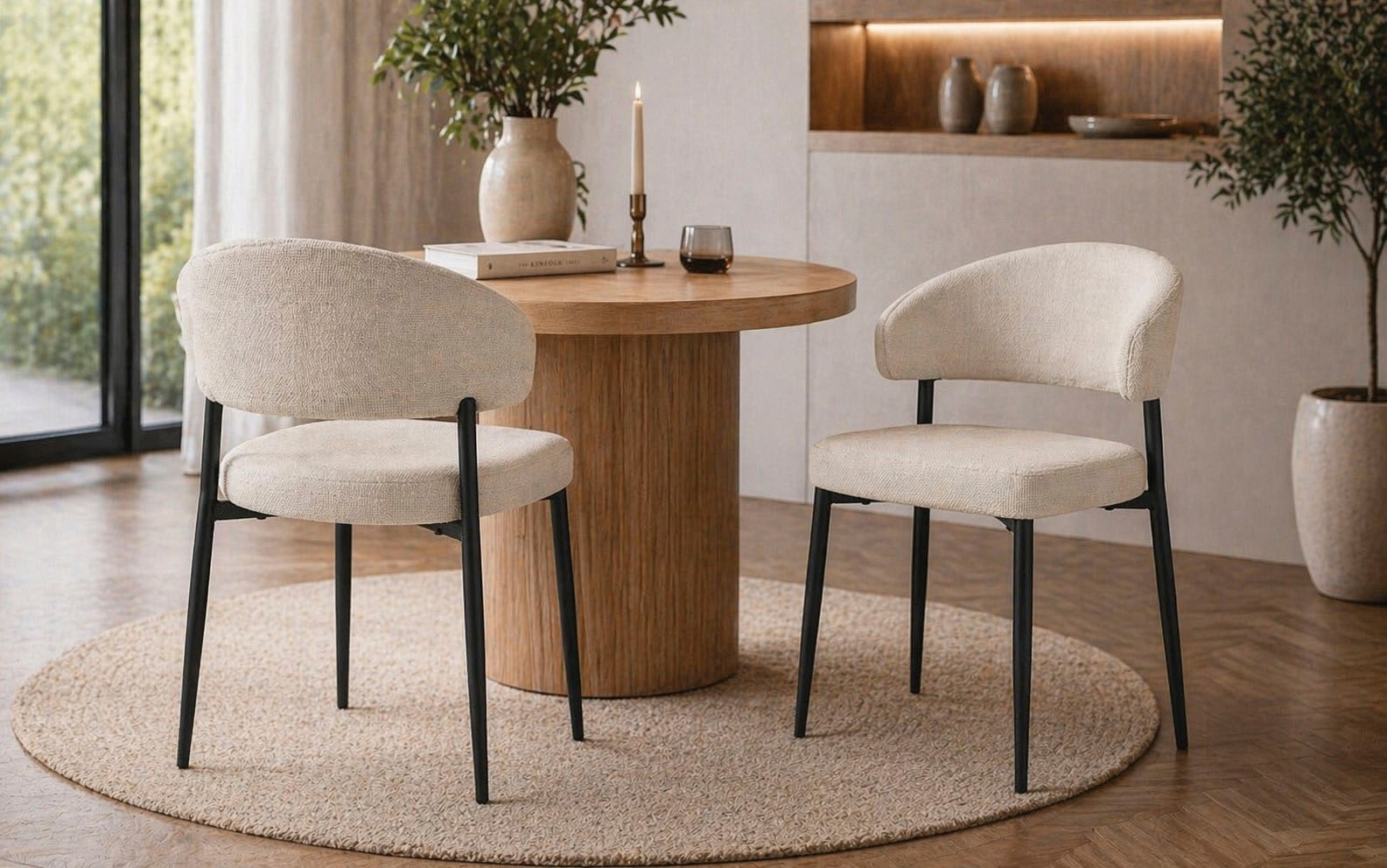 ACTONA GROUP Chaise de salle à manger »Edina 2er Set, Stoff - bequem & stilvoll, mehrere Farben, moderne« () rembourré, revêtement doux & grand confort d’assise, pieds en acier noir