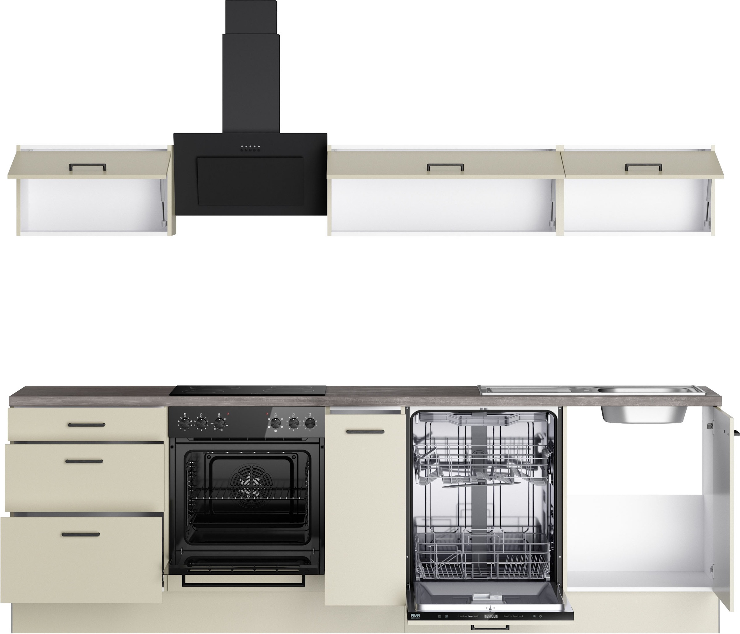 KOCHSTATION Kitchenette »KS-Sion« largeur 270 cm, montage rapide avec OPTIsnap, option appareils E