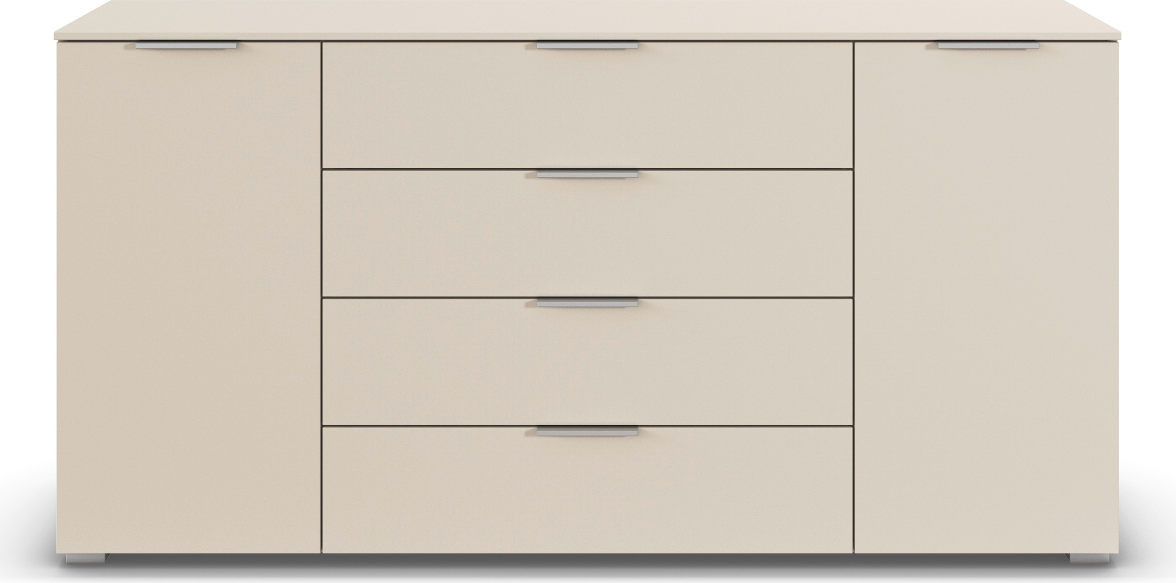 GOODproduct Kombikommode »Kommode Sideboard Schubladenkommode Schlafzimmerkommode ASTANA« Breite 160 cm / Höhe 81 cm, mit 4 Einlegeböden,  2-türig, 4 geräumige Schubladen, Kantengriff Alufarben MADE IN GERMANY
