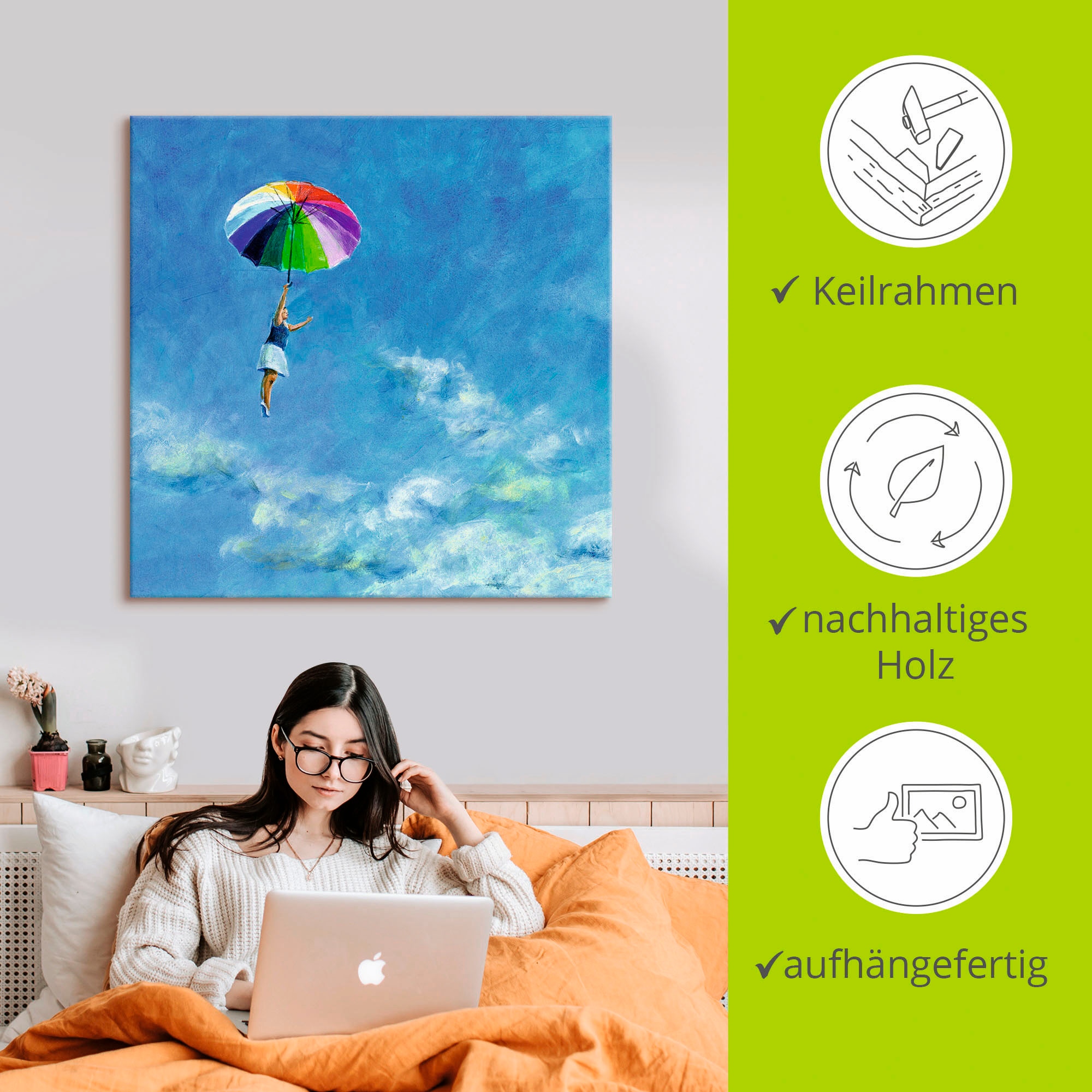 Artland Tableau sur toile »Das Leben leben« 1 cuis tlg. auf Holzrahmen gespannt