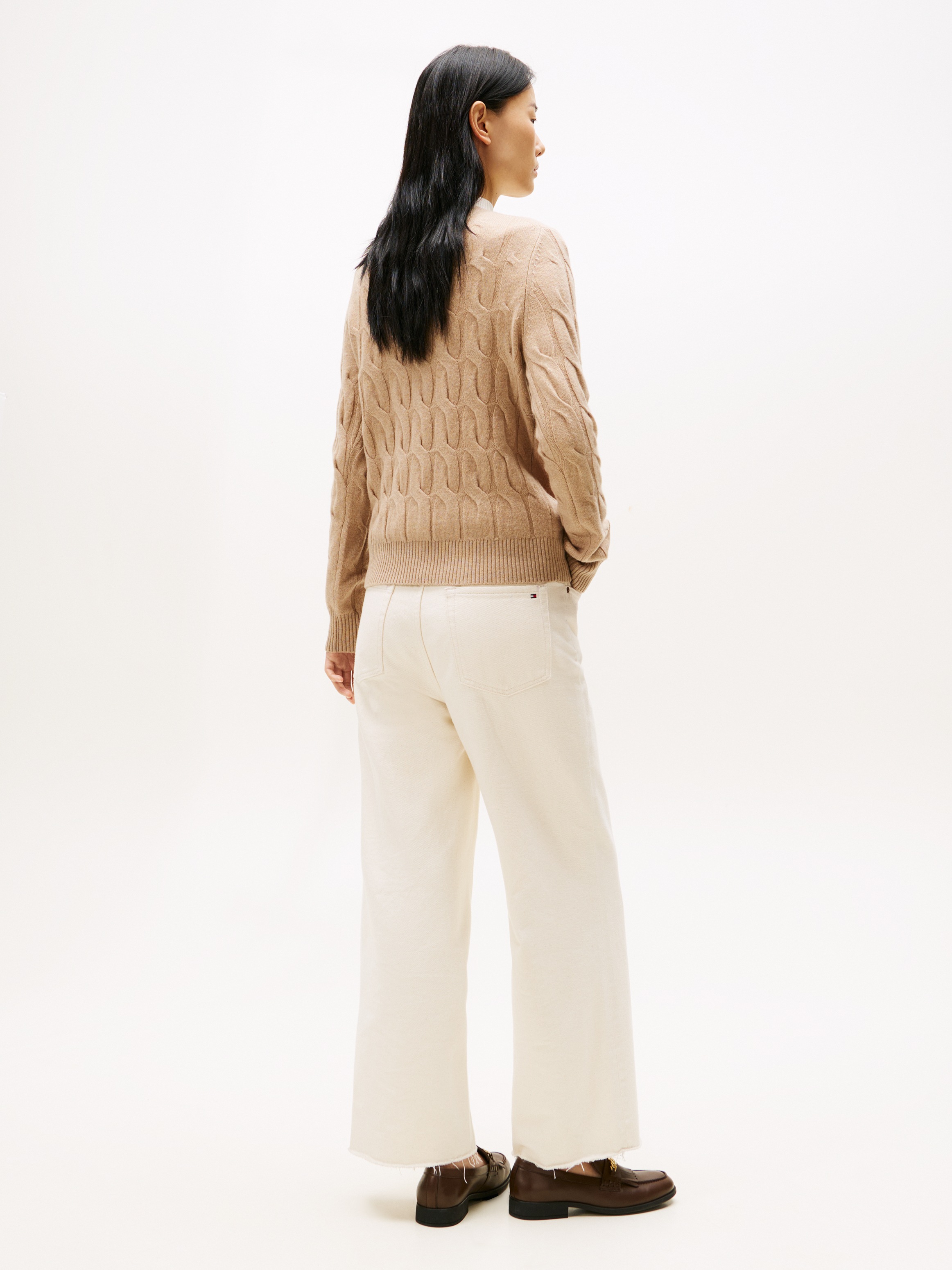 Tommy Hilfiger Veste en tricot »SOFT WOOL CABLE C-NK LS CARDIGAN« mit Zopfmuster, aus reiner Wolle