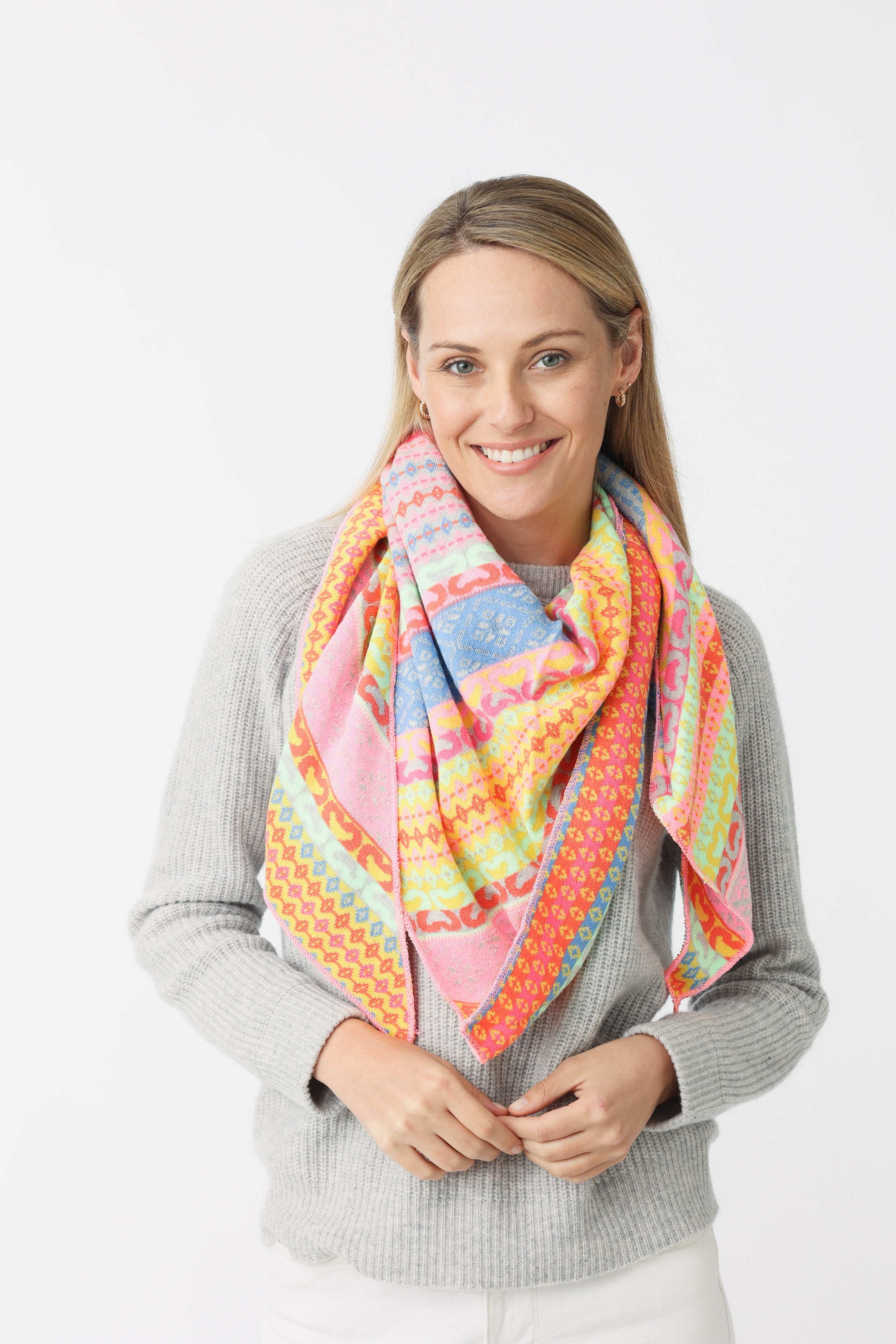 Zwillingsherz Foulard triangulaire »"Maralda"« farbenfrohes Muster, wärmend, Strick