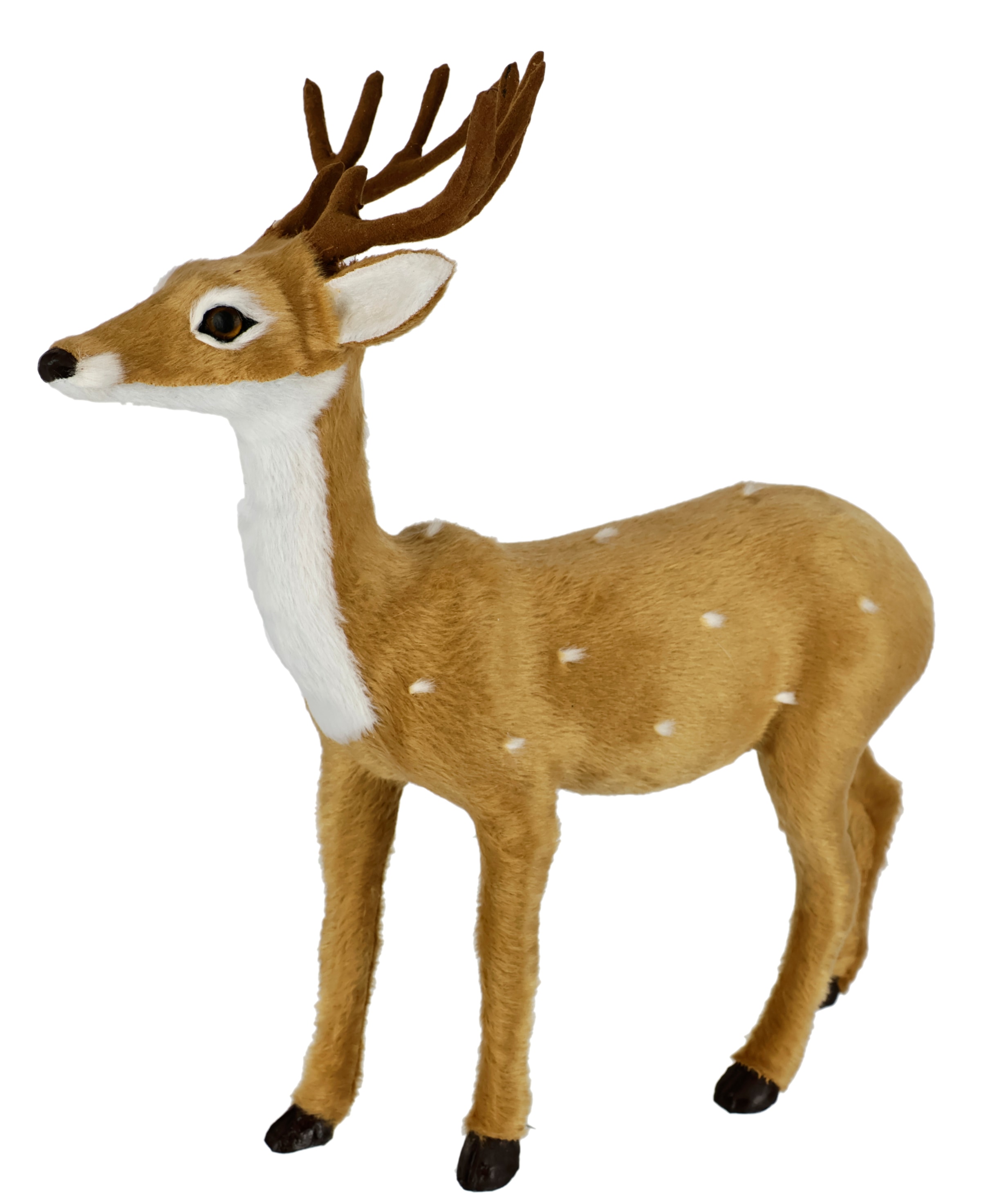 I.GE.A. Figurine de décoration »Tierfigur Reh aus Kunstfell« Waldtier Statue Ornament Plüschtier Weihnachtsdeko Winterdeko Pelztier