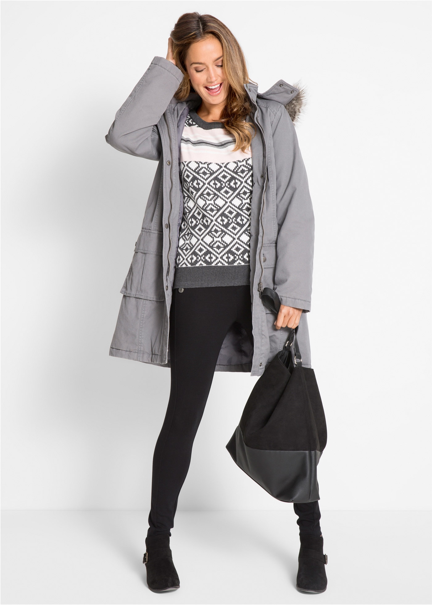 bonprix Norwegerpullover aus reiner Baumwolle, mit klassischem Norwegermuster