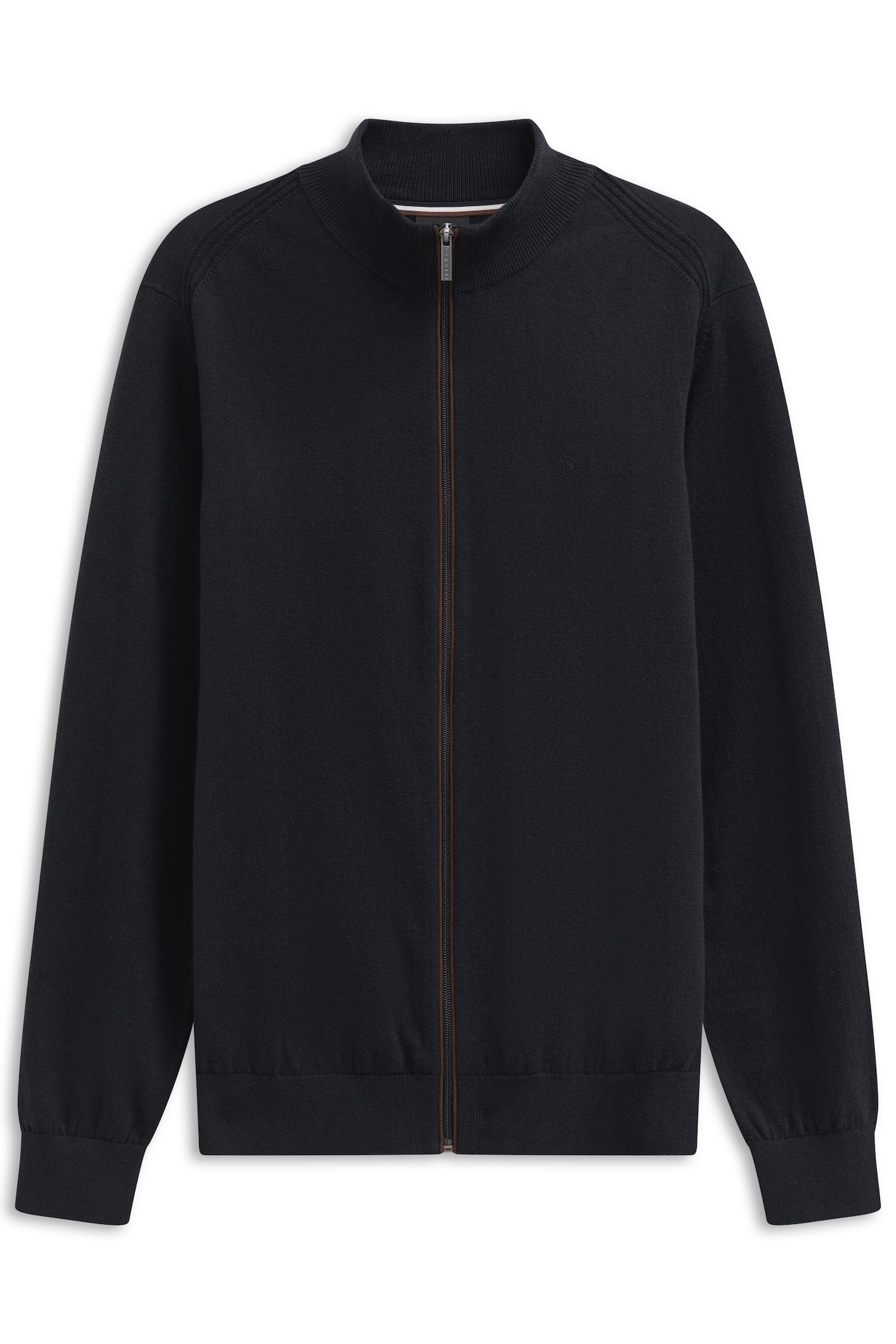 bugatti Strickjacke »Regular Fit« mit Reissverschluss und Stehkragen