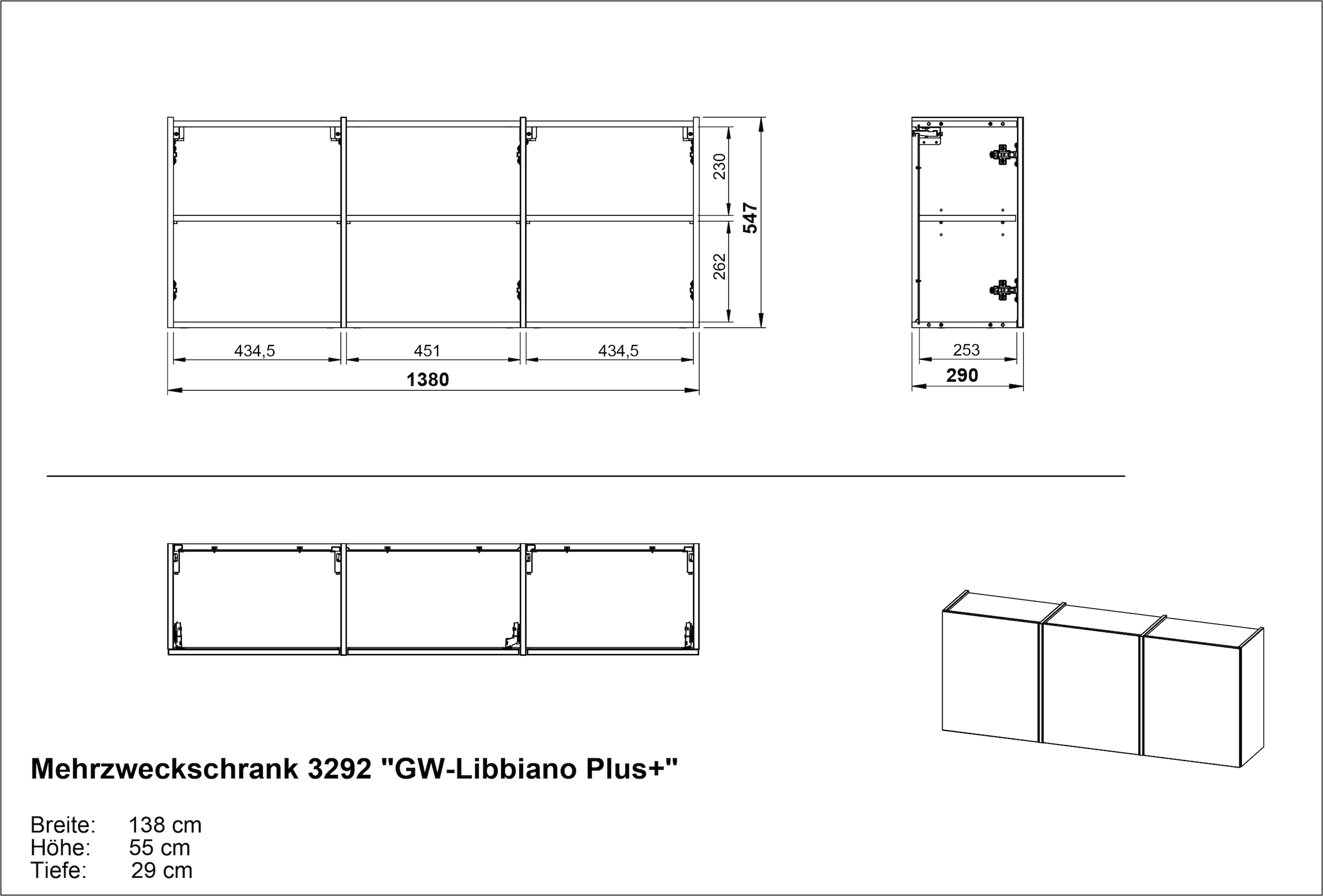 GERMANIA Armoire multi-usages »GW-Libbiano Plus« 1 cuis tlg. griffloses Design mit Balkonoptik