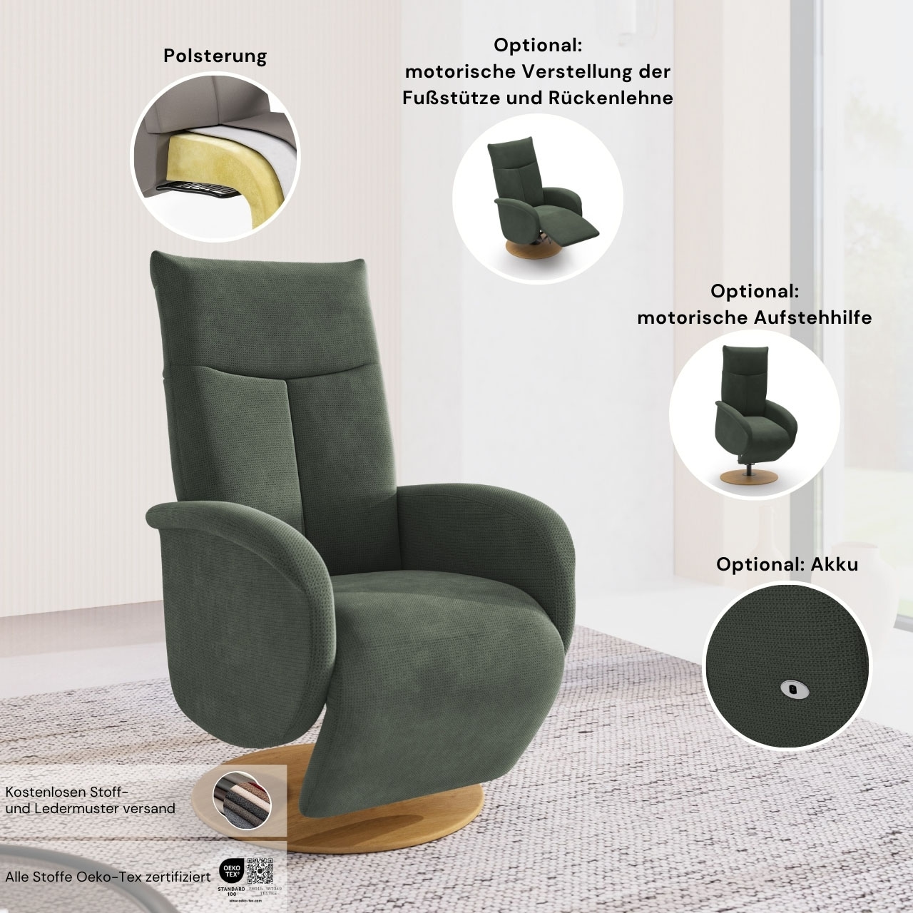 Home affaire Fauteuil TV »Glendale« wahlweise mit Aufstehhilfe, 2 Motoren und Akku