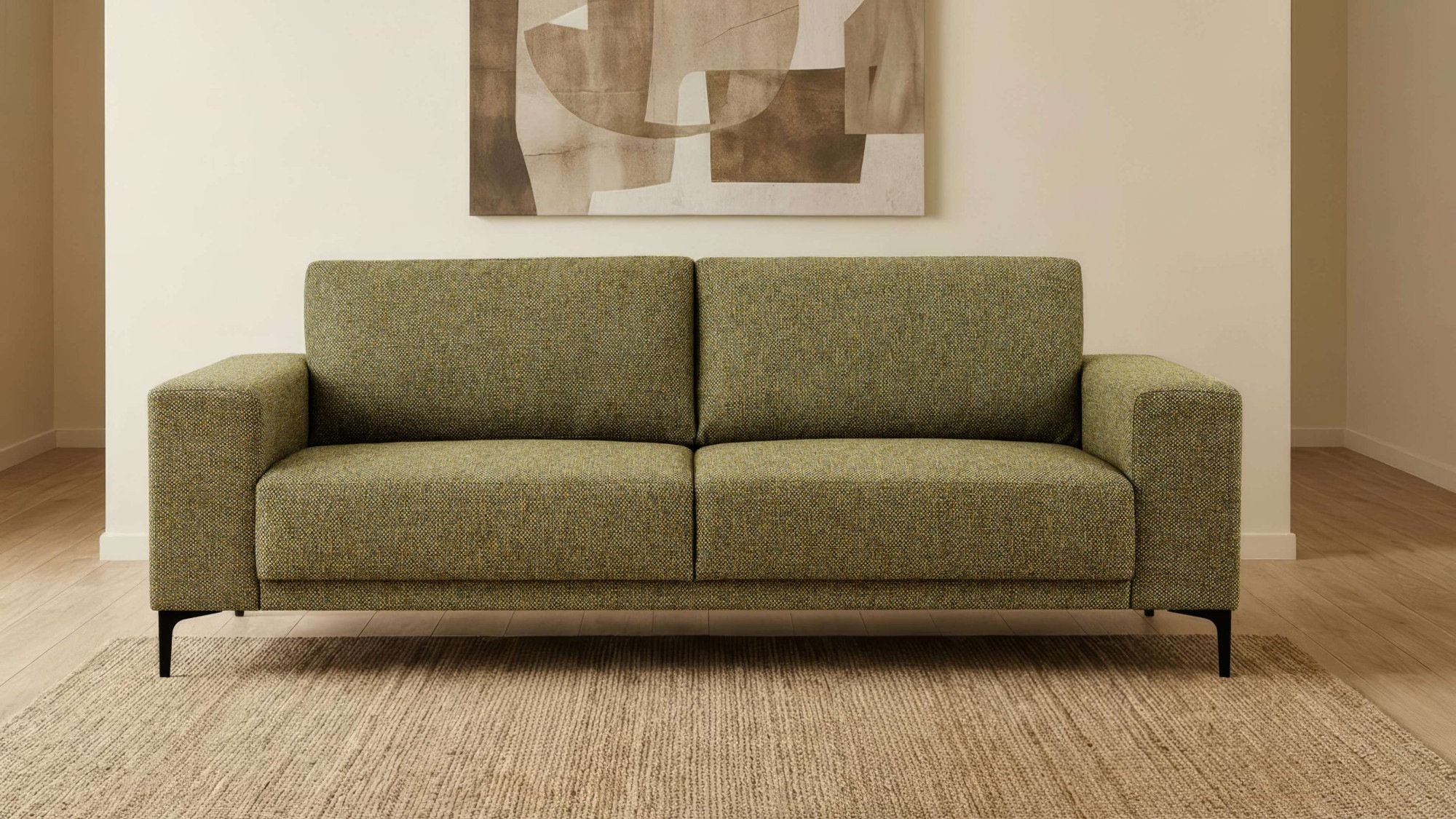 GOODproduct 3-places »Xander« Breite 224 cm, Soft-Touch Chenille, Webstoff, schwarze Metallfüsse