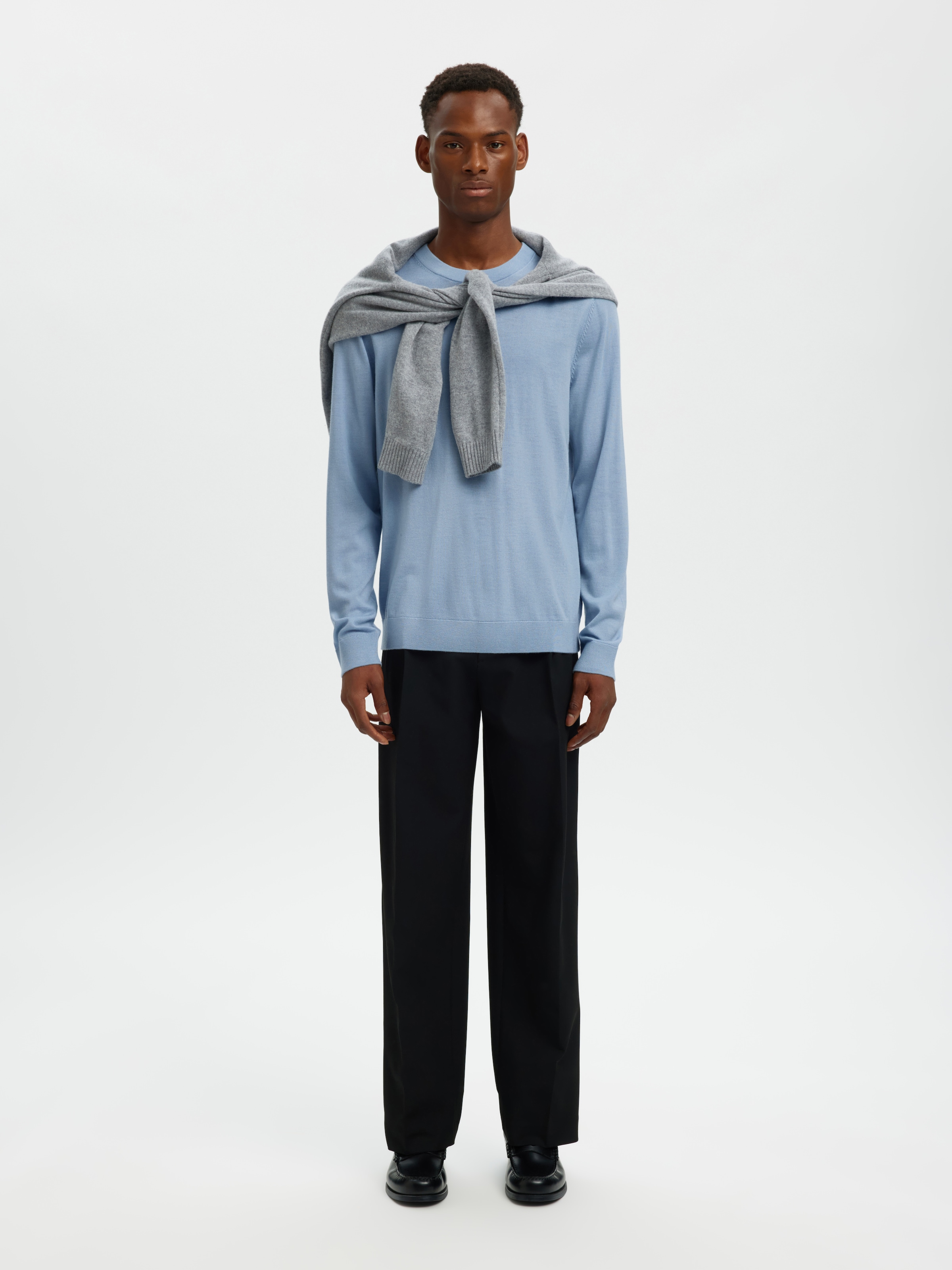 SELECTED Pull en tricot »SLHTRAY LS KNIT MERINO CREW NECK NOOS« Wolle, regular fit