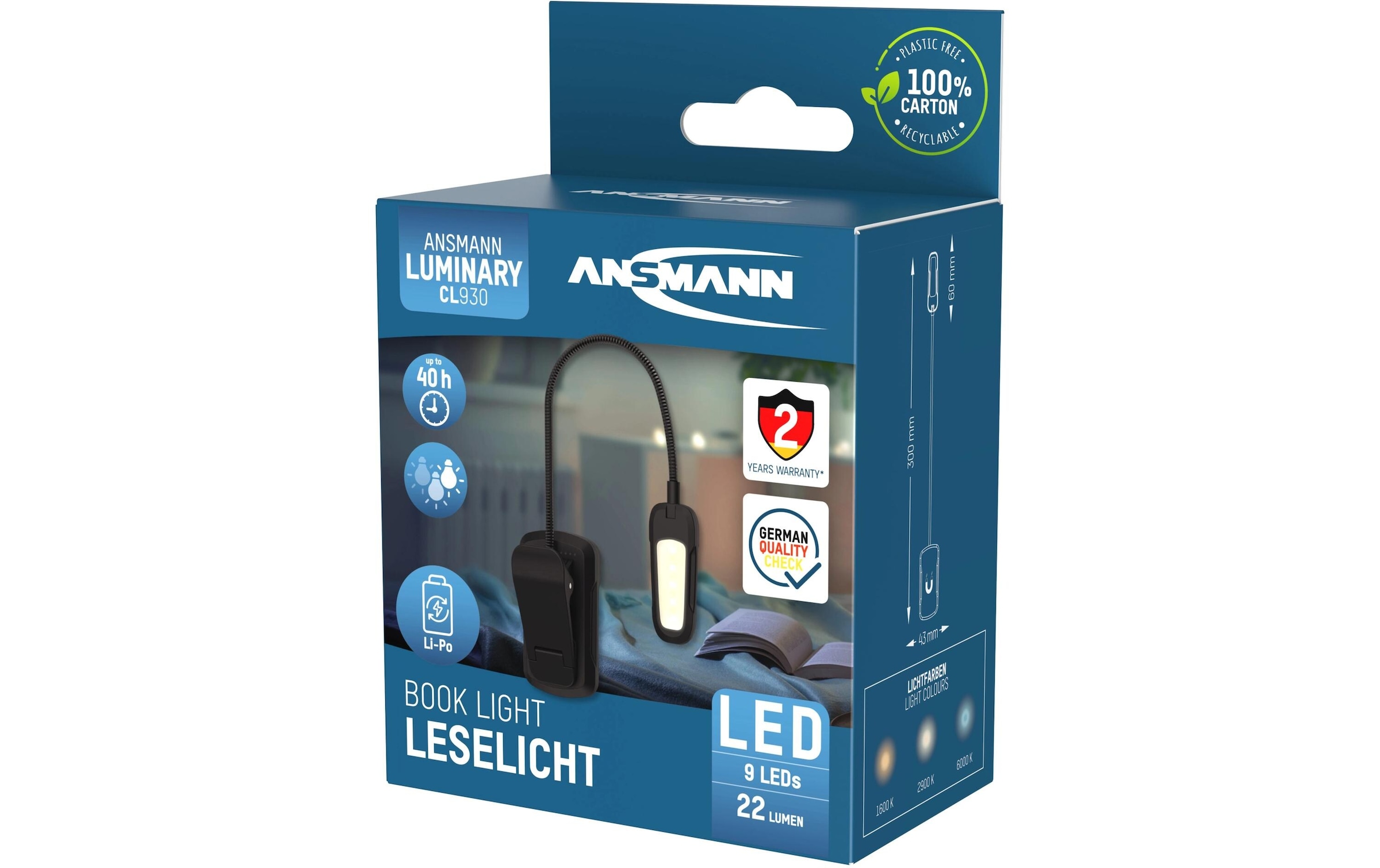 ANSMANN® Lampe de lecture »Book Light«
