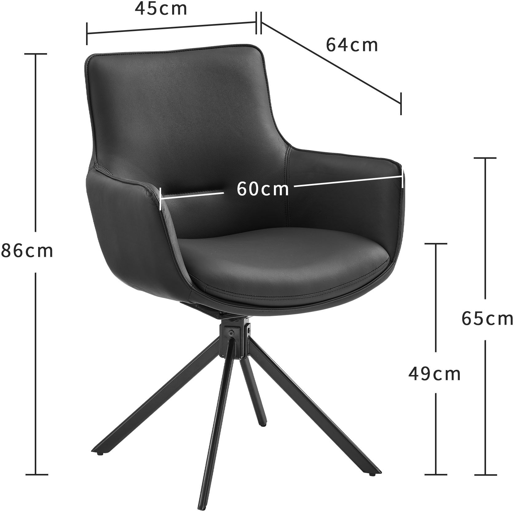 GOODproduct Chaise pivotante (Ensemble) 2 cuisRevêtement en cuir naturel, cadre en fer pivotant à 360°