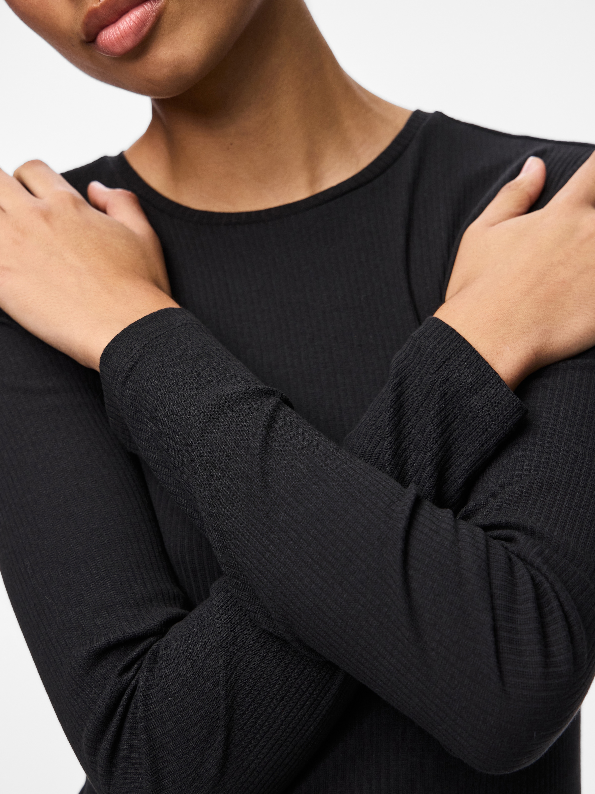 pieces T-shirt à manches longues »PCRUKA LS TOP NOOS BC« Mélange de coton, coupe slim