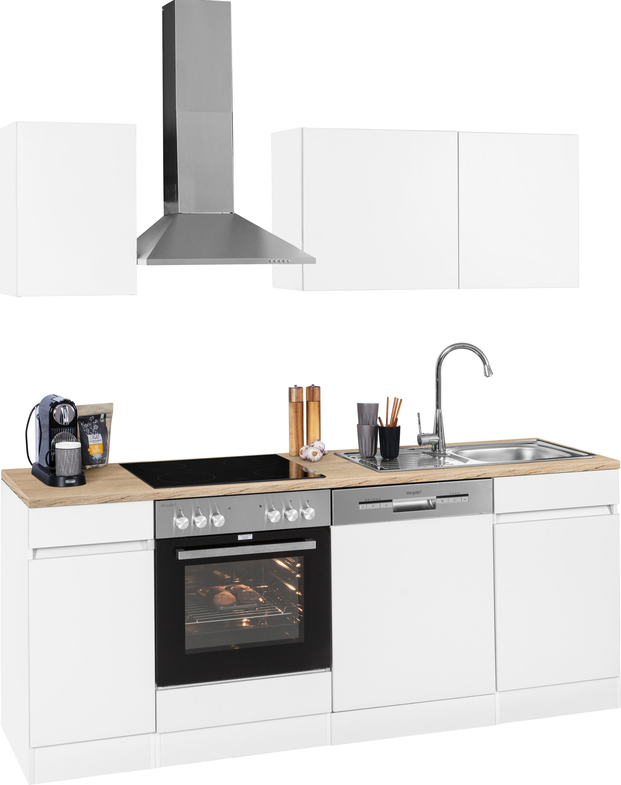 OPTIFIT Kitchenette »Roth« Breite 210 cm, wahlweise mit E-Geräten, Push-to-Open-Funktion