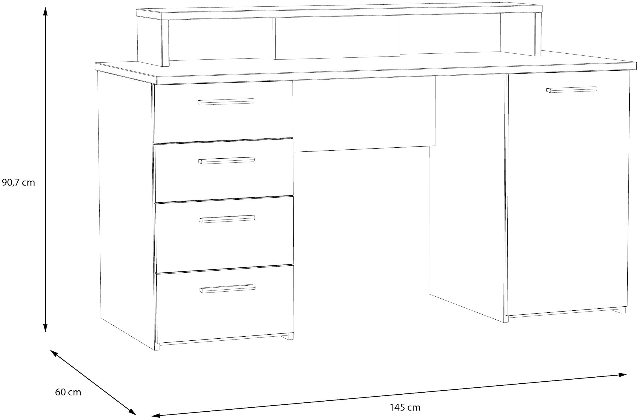 FORTE Bureau »NET160« beaucoup d'espace de rangement, plateau de table supportant jusqu'à 50 kg