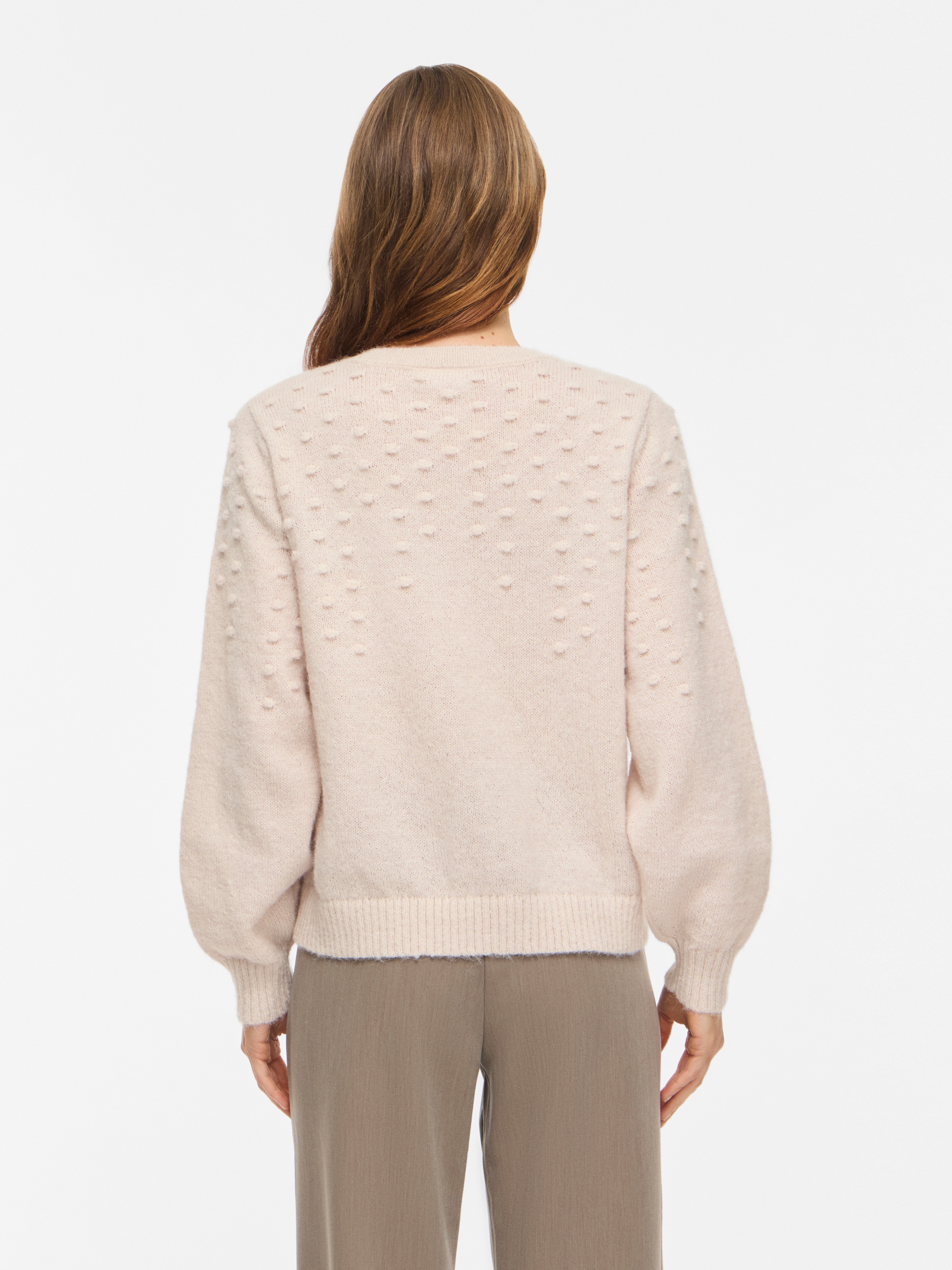 Vila Pull à col rond »VITULI O-NECK L/S DOT KNIT TOP-NOOS« fibre synthétique, coupe normale