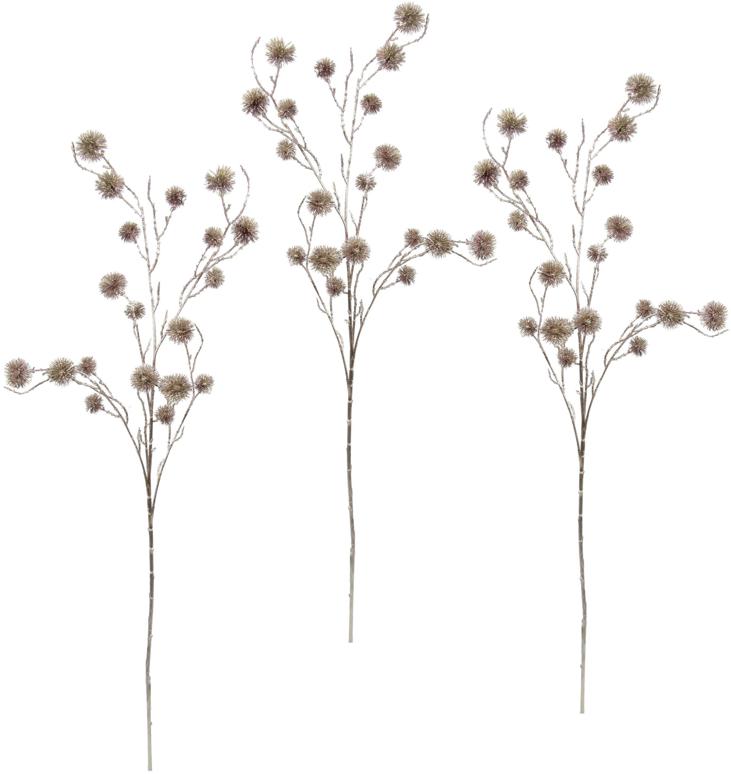 I.GE.A. Fleur artificielle »Distel« Künstlicher Mini Distelzweig, gold Metallic, 3er Set