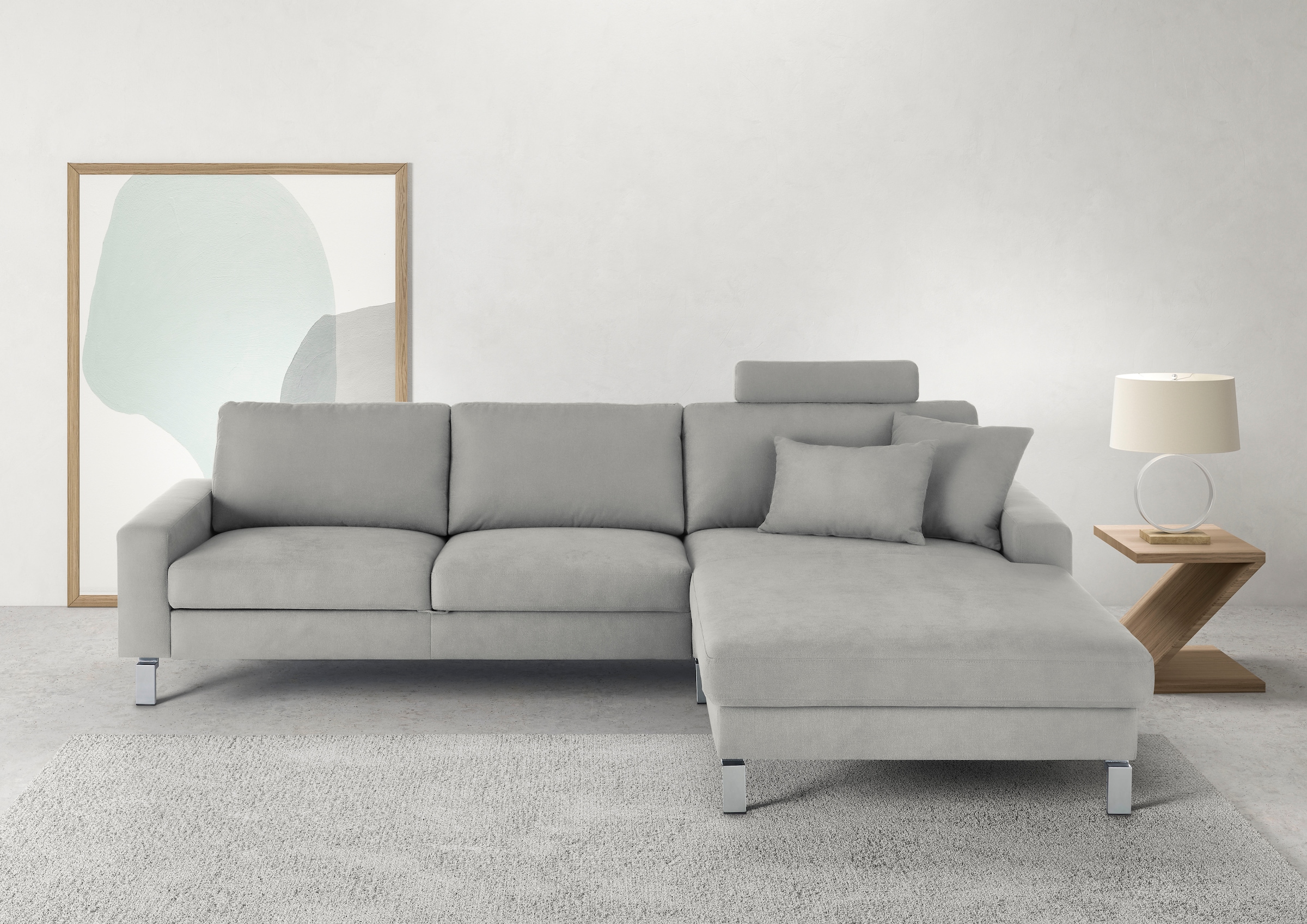 3C Candy Ecksofa »Lecce, wahlweise PUR-Schaumstoff oder Tonnentaschenfederkern« Bett im 2,5-Sitzer, teilmotorische Schlaffunktion im Longchair, L-Form