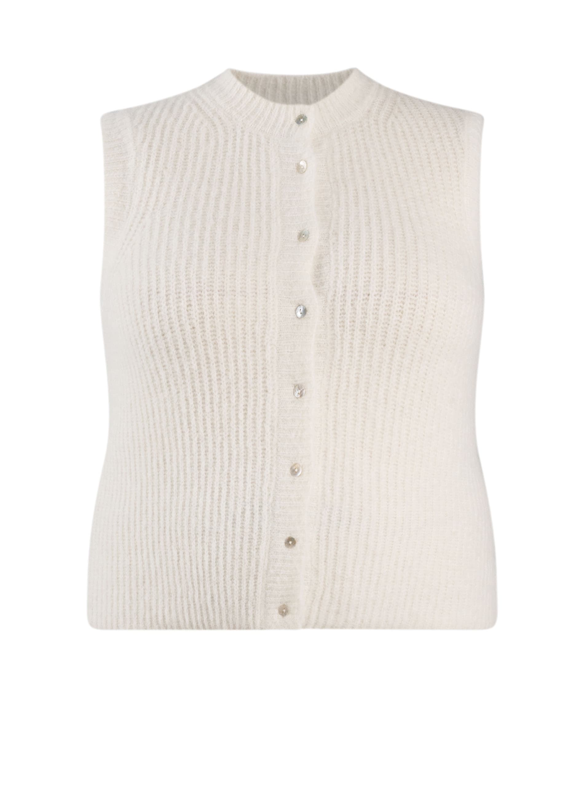 Base Level Curvy Gilet tricoté »Nelly« sans manches - avec patte de boutonnage / grandes tailles