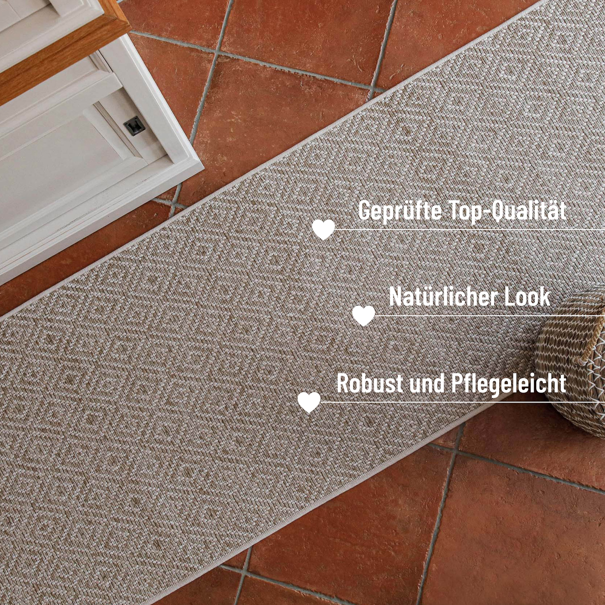 Wecon home Chemin de table »Miami Beach« Rectangulaire 5 mm Höhe In- & Outdoor Teppich, wetterfest, modernes Rauten Muster, Balkon