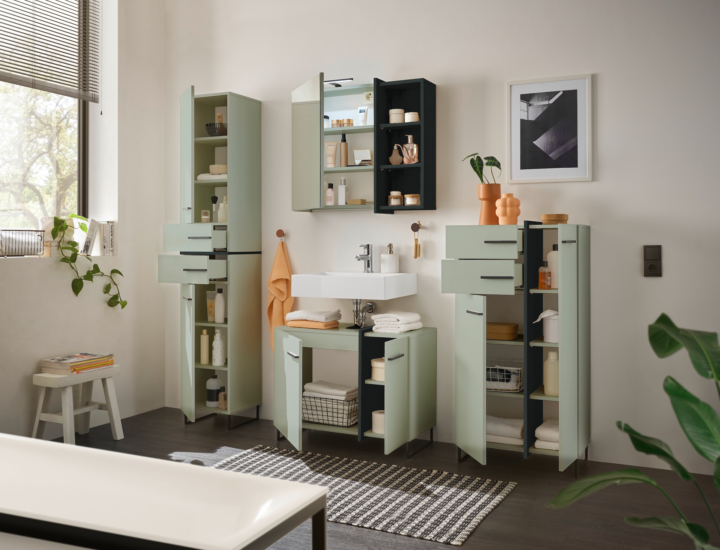 BASIC by Balculina Midischrank »Palermo, BxHxT 60x119x35 cm« 1 Stk. tlg. Breite 60cm, Softclose, Metallfüsse