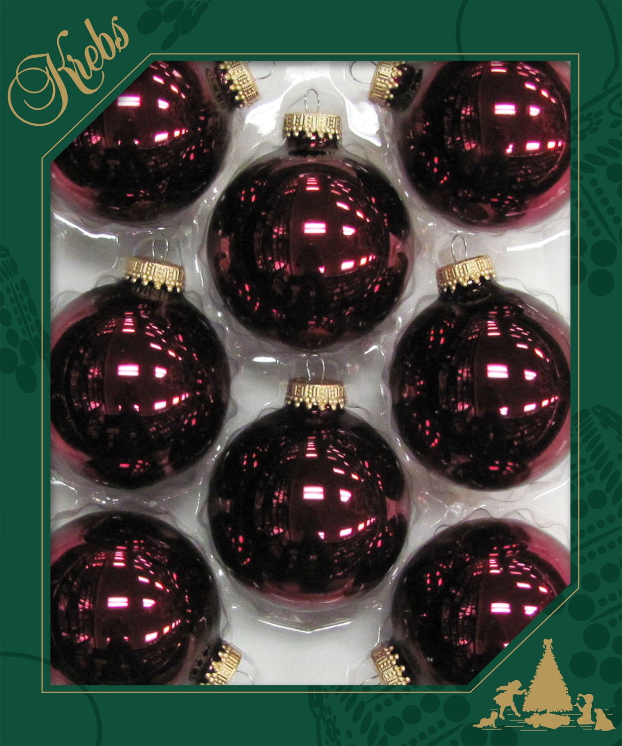 Krebs Glas Lauscha Boule de Noël »CBK79614, Weihnachtsdeko rot, Christbaumschmuck, Christbaumkugeln Glas« en verre