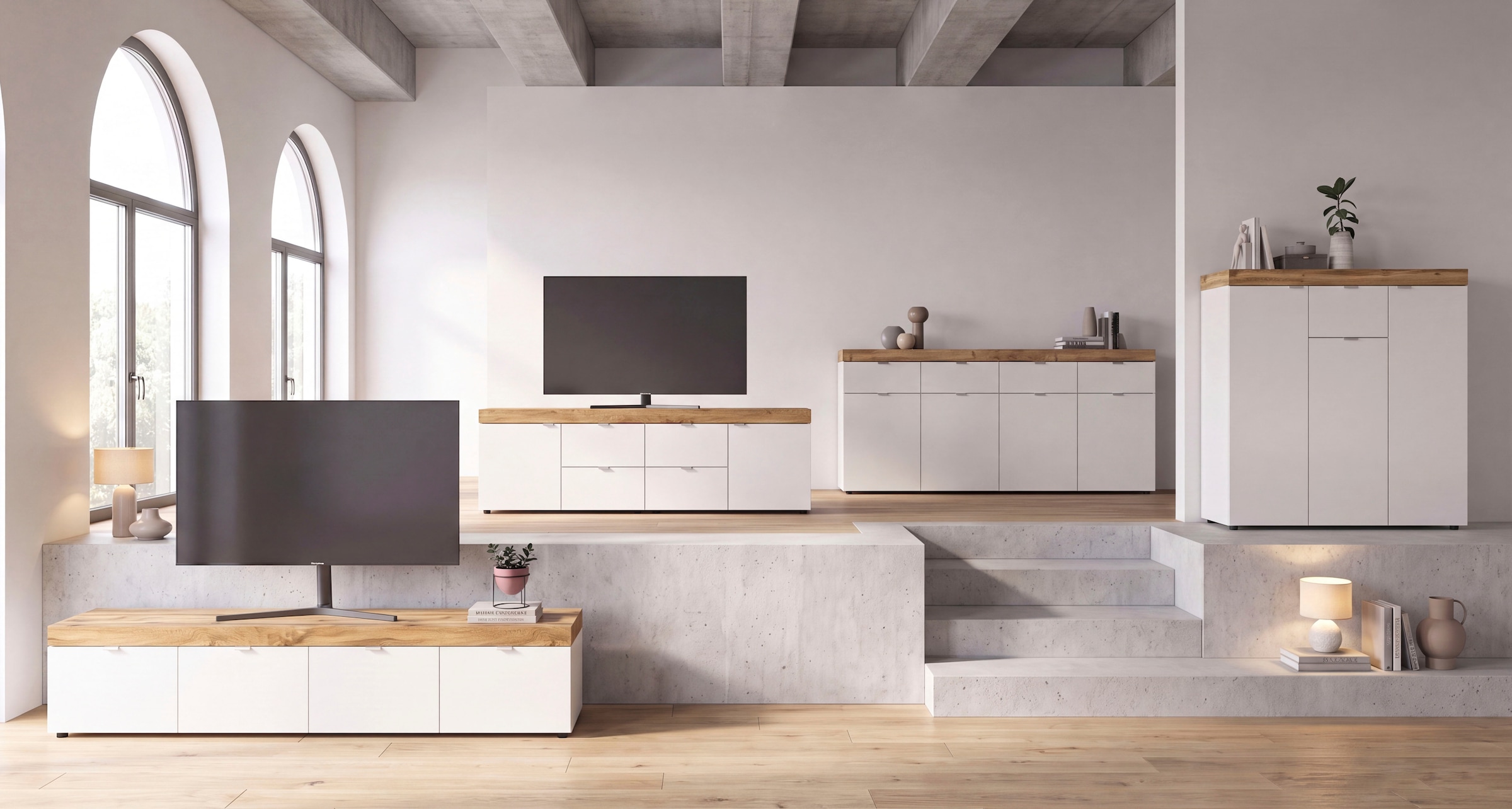 GOODproduct Lowboard »MAMBO II, Breite 200 cm, 2 Türen, 4 Schubkästen, 4 Fächer« 1 Stk. tlg. Lowboard, TV Unterschrank, TV-Schrank, Wohnzimmer