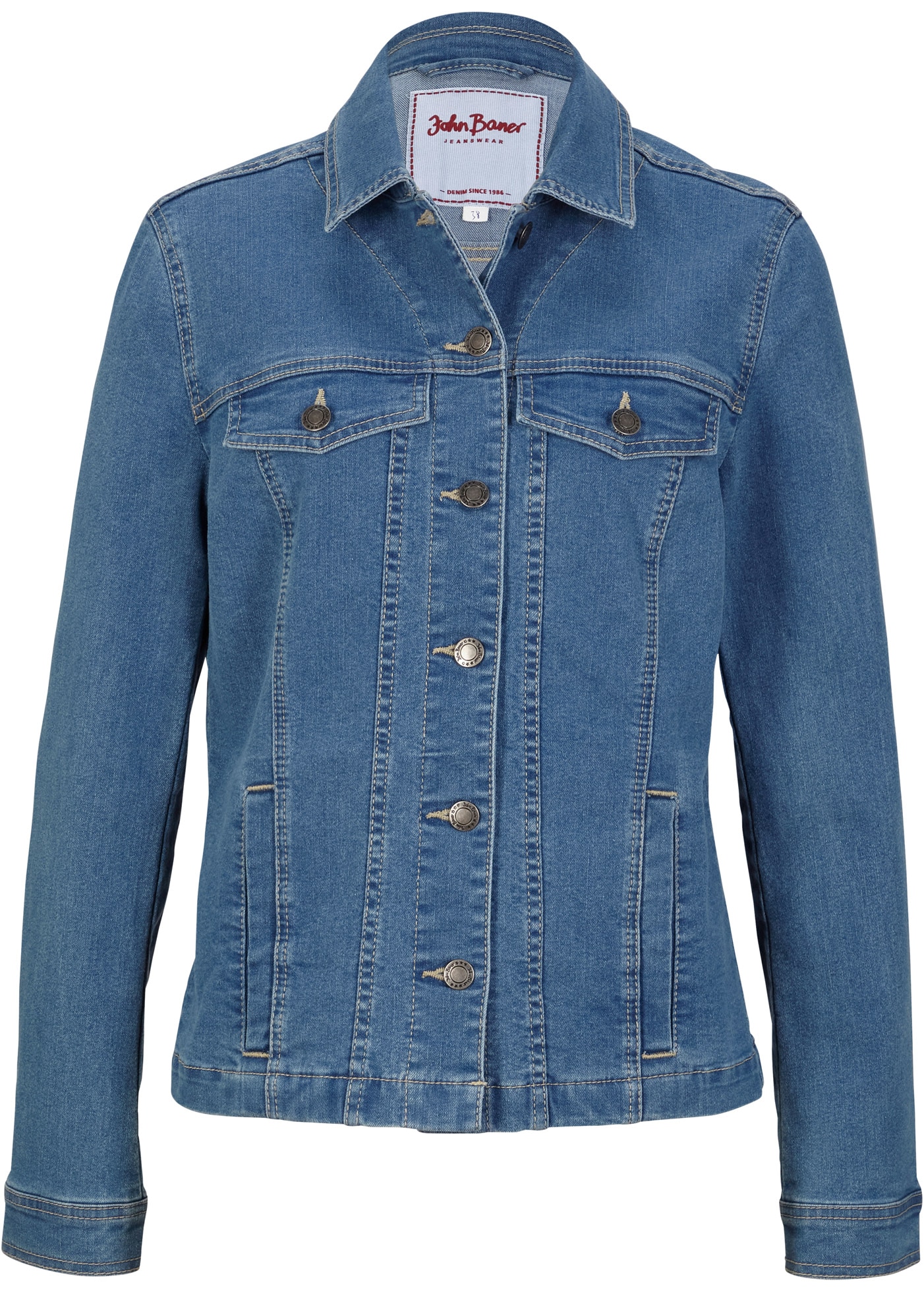 bonprix Veste en jean bequeme Passform, mit Brust- und Eingriffstaschen