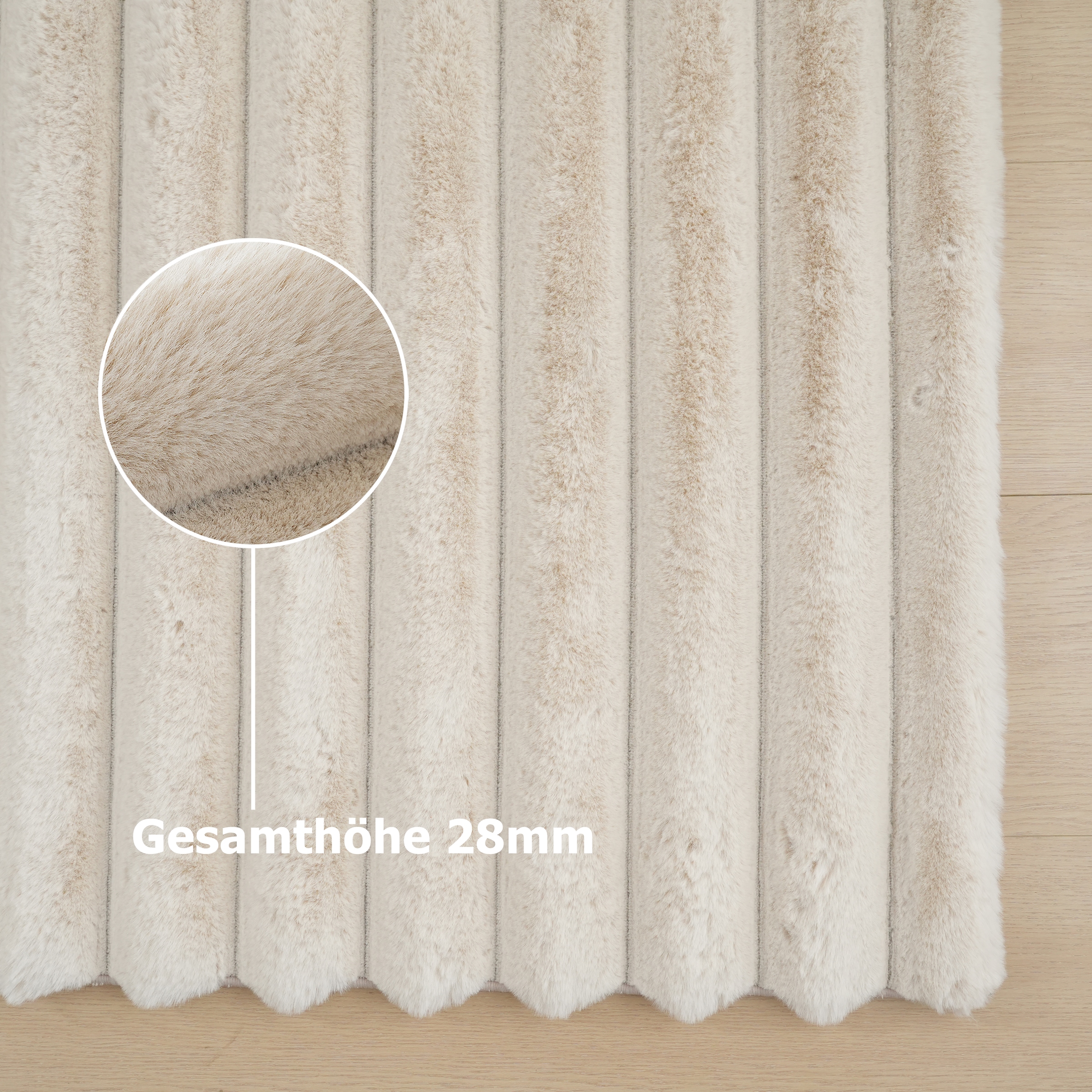 my home Teppich »Melanie, Kunstfellteppich, besonders weich, Hoch-Tief-Effekt« rechteckig 28 mm Höhe Kaninchenfell Optik, Wohnzimmer, Schlafzimmer, auch als Läufer