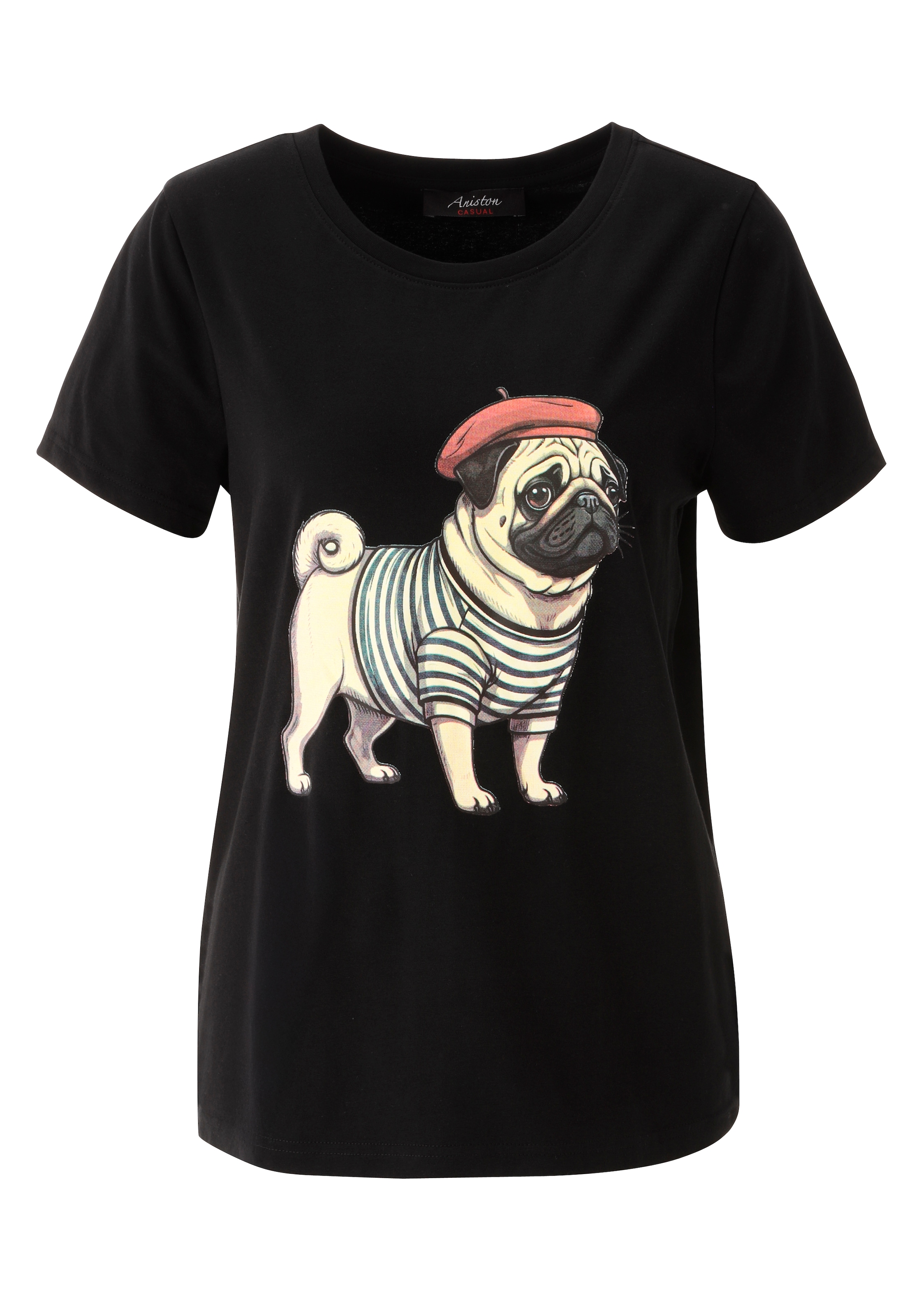 Aniston CASUAL T-shirt mit Dackel oder Mops bedruckt - du hast die Wahl - NEUE KOLLEKTION
