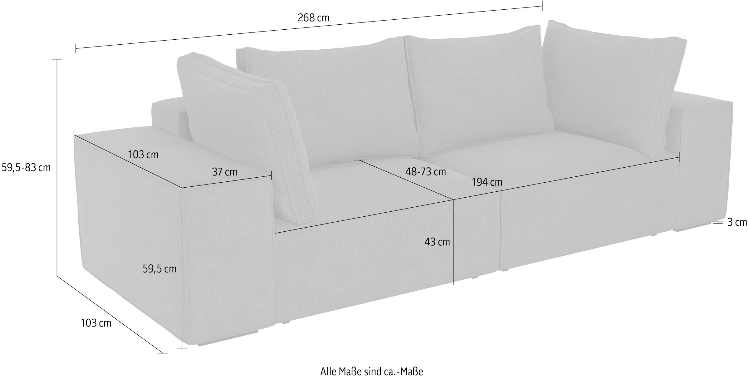 Trends by HG Canapé Big »CONOR« fonction couchage + coffre de lit