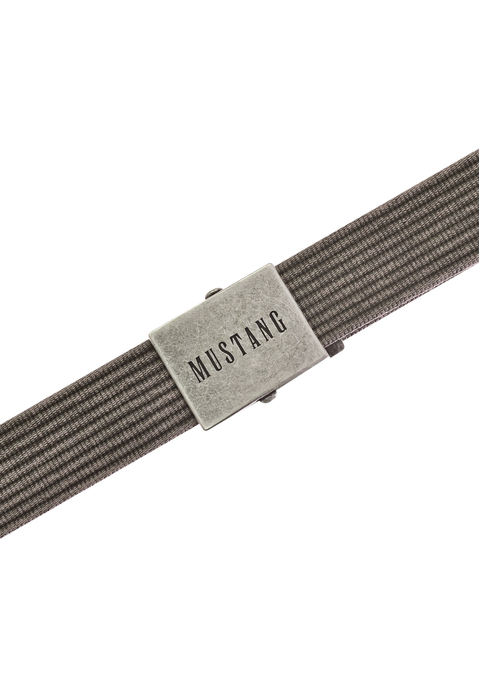 MUSTANG Stoffgürtel Gewaschenes Rillenband, Klemmverschluss aus mattem Silber, 4 cm