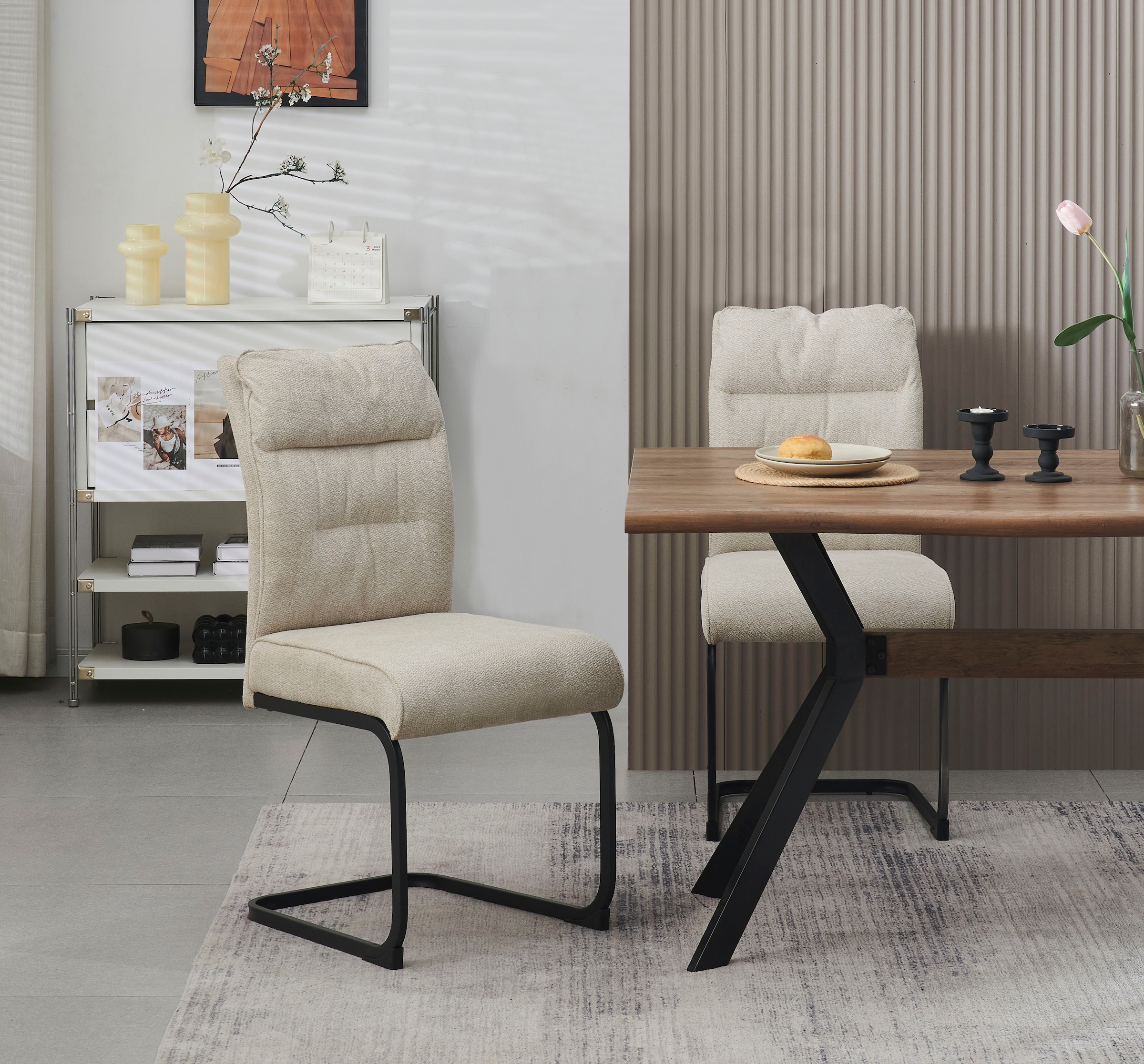 Home affaire Chaise de salle à manger »BARRIE, 2er Set, mit Metallgestell in matt schwarz« (Ensemble) 2 cuisin verschiedenen Farben, Belsatbarkeit pro Stuhl 120 kg