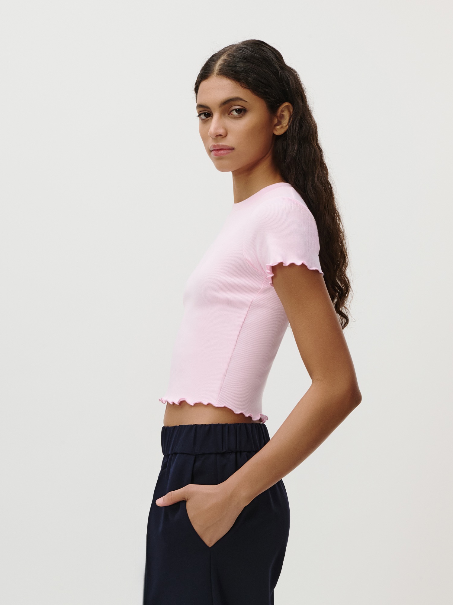 LeGer T-shirt »Teresa, LeGer by Lena Gercke« mit Rippstruktur, kurze Form, slim fit