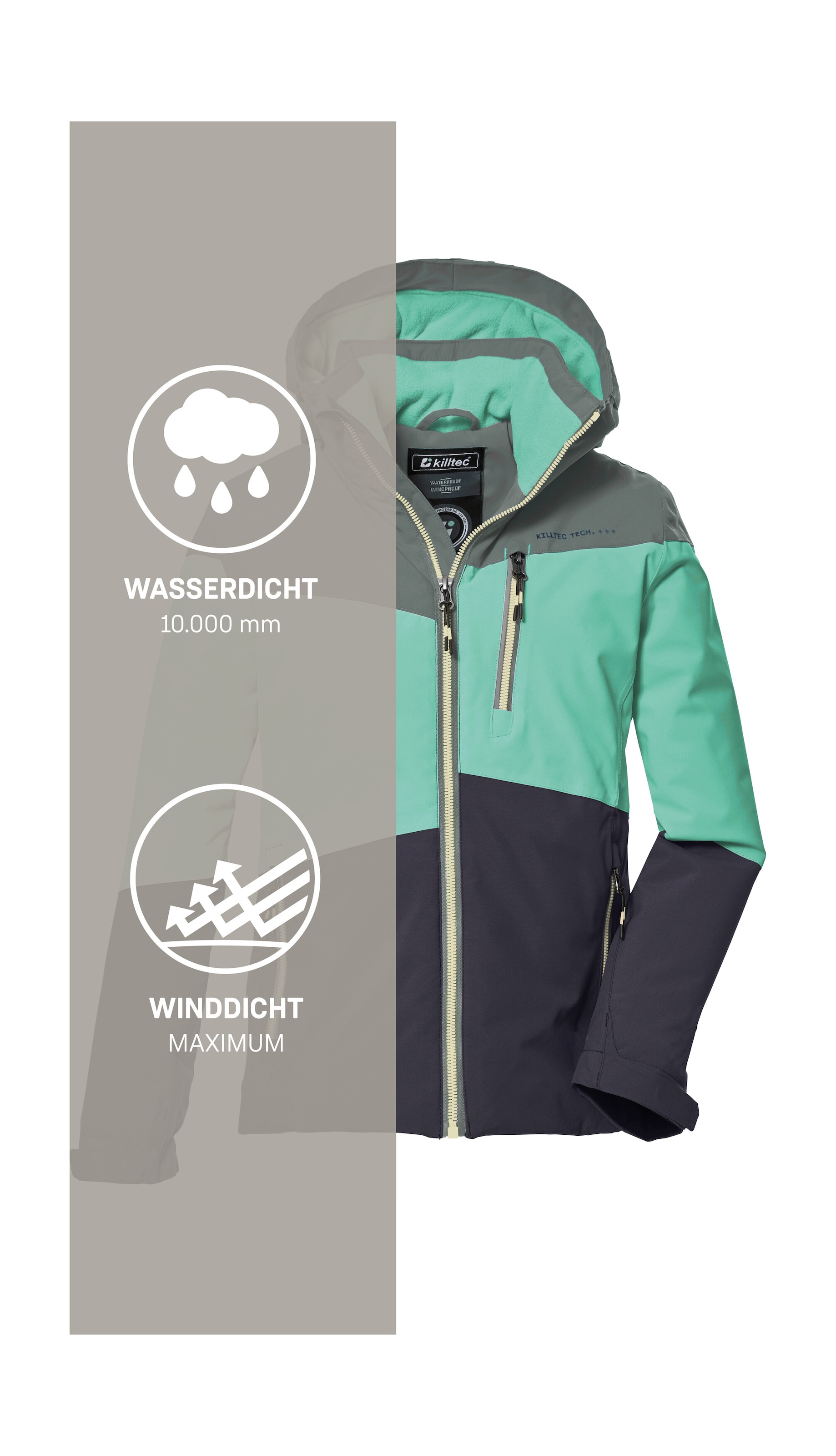 Killtec Veste d'extérieur »KOW 170 GRLS JCKT« Funktionsjacke mit Kapuze und Schneefang, wasserdicht