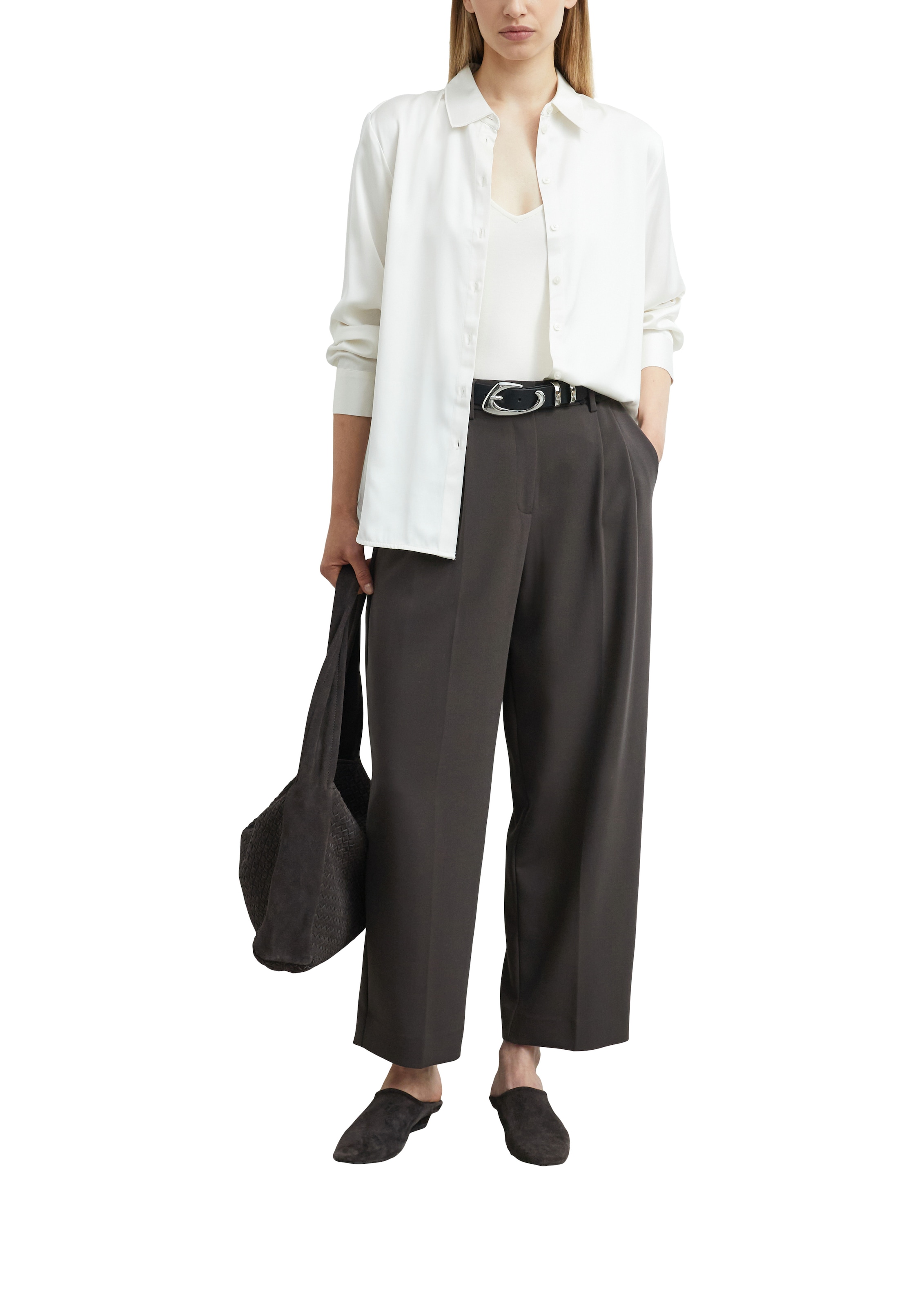 Comma Top à bretelles spaghetti en viscose et avec stretch / col en V