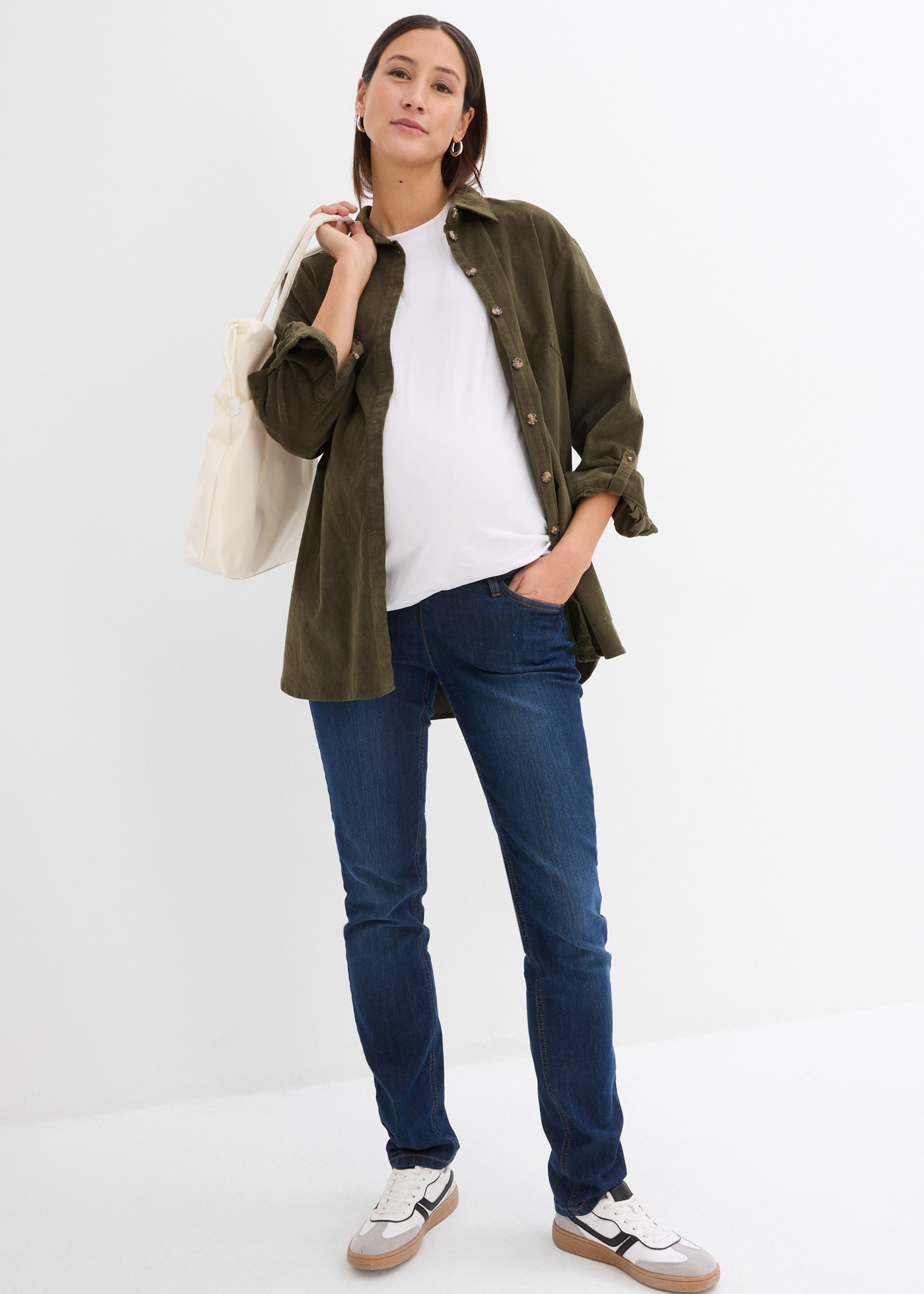 bonprix T-shirt de grossesse Packung, 2 Loose Fit Passform, Kurzarm, aus Baumwolljersey mit Elasthan-Anteil