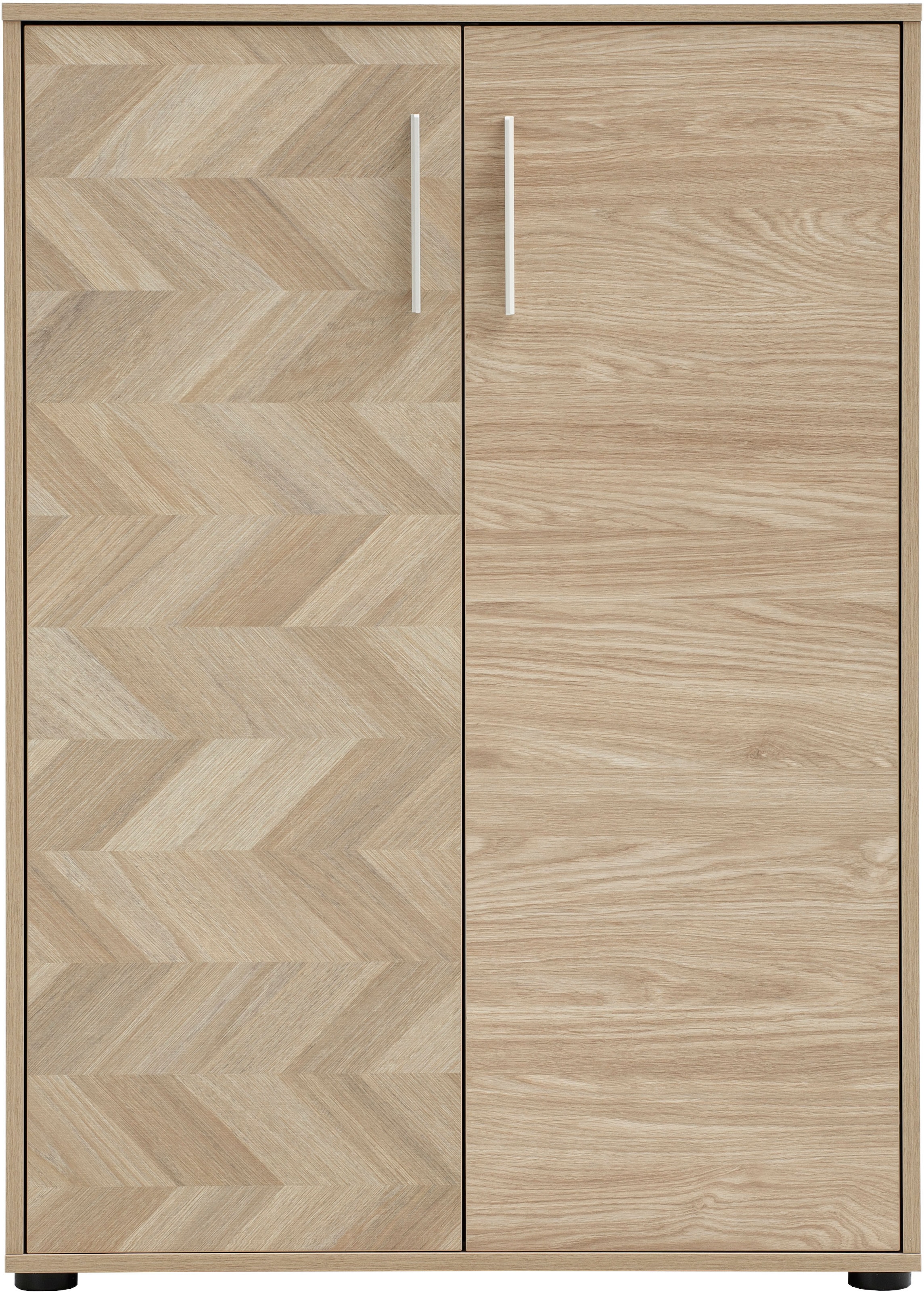 Schildmeyer Armoire de classement »AREZZO, Höhe 150 cm, 2 Türen, Fischgräten Dekor, MADE IN GERMANY« 1 cuis tlg. Porte gauche avec décor en chevrons, FABRIQUÉ EN ALLEMAGNE