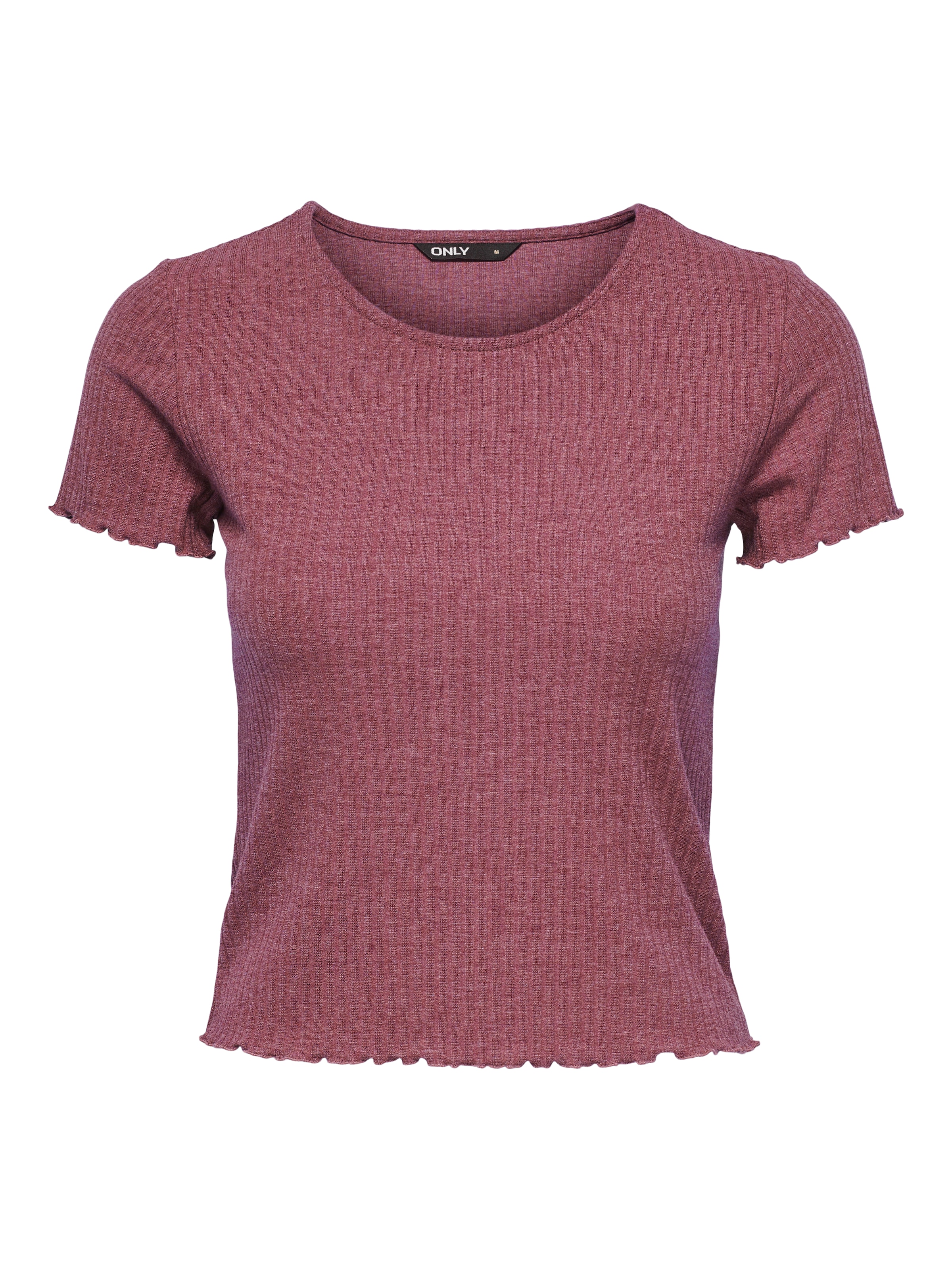 ONLY Shirt à col rond »ONLEMMA S/S SHORT TOP NOOS JRS« col rond, tendance, coupe régulière, bord ondulé, uni